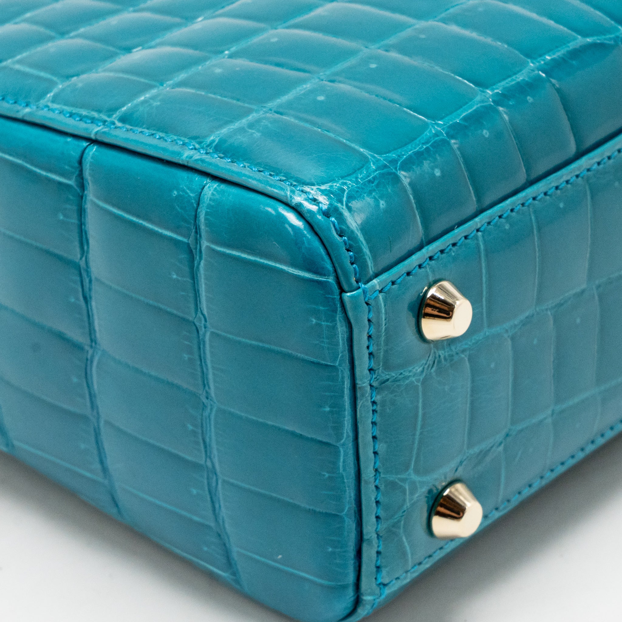 Dior mini lady dior shiny crocodile niloticus blue with crystal LGHW - Image 7