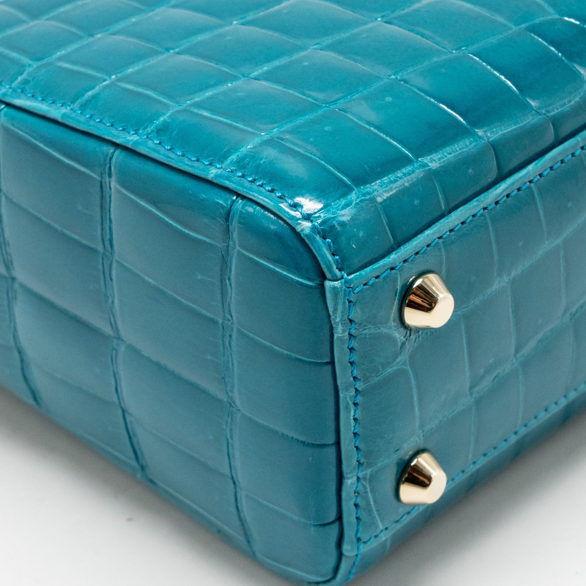Dior mini lady dior shiny crocodile niloticus blue with crystal LGHW - Image 9