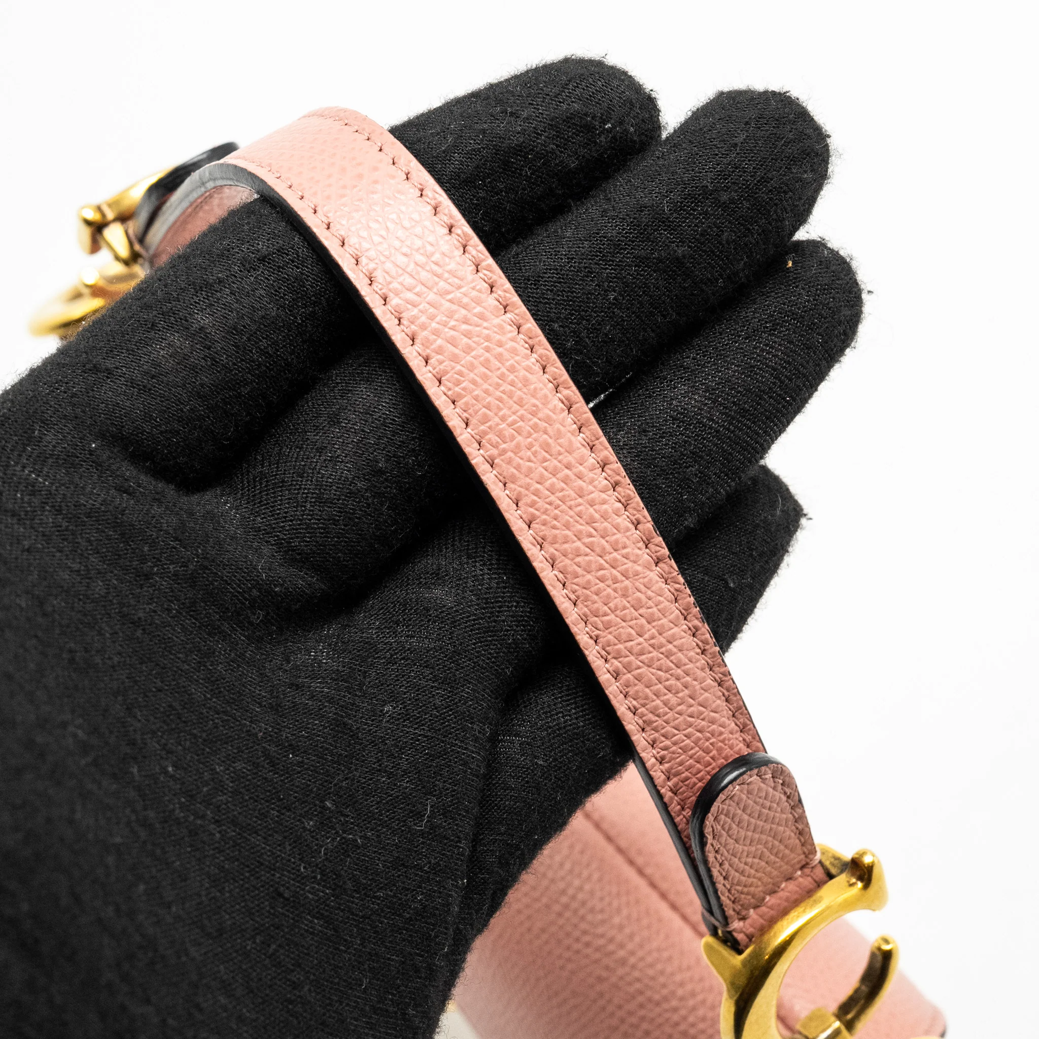 Dior Mini Saddle Bag Grained Calfskin Pink GHW - Image 14