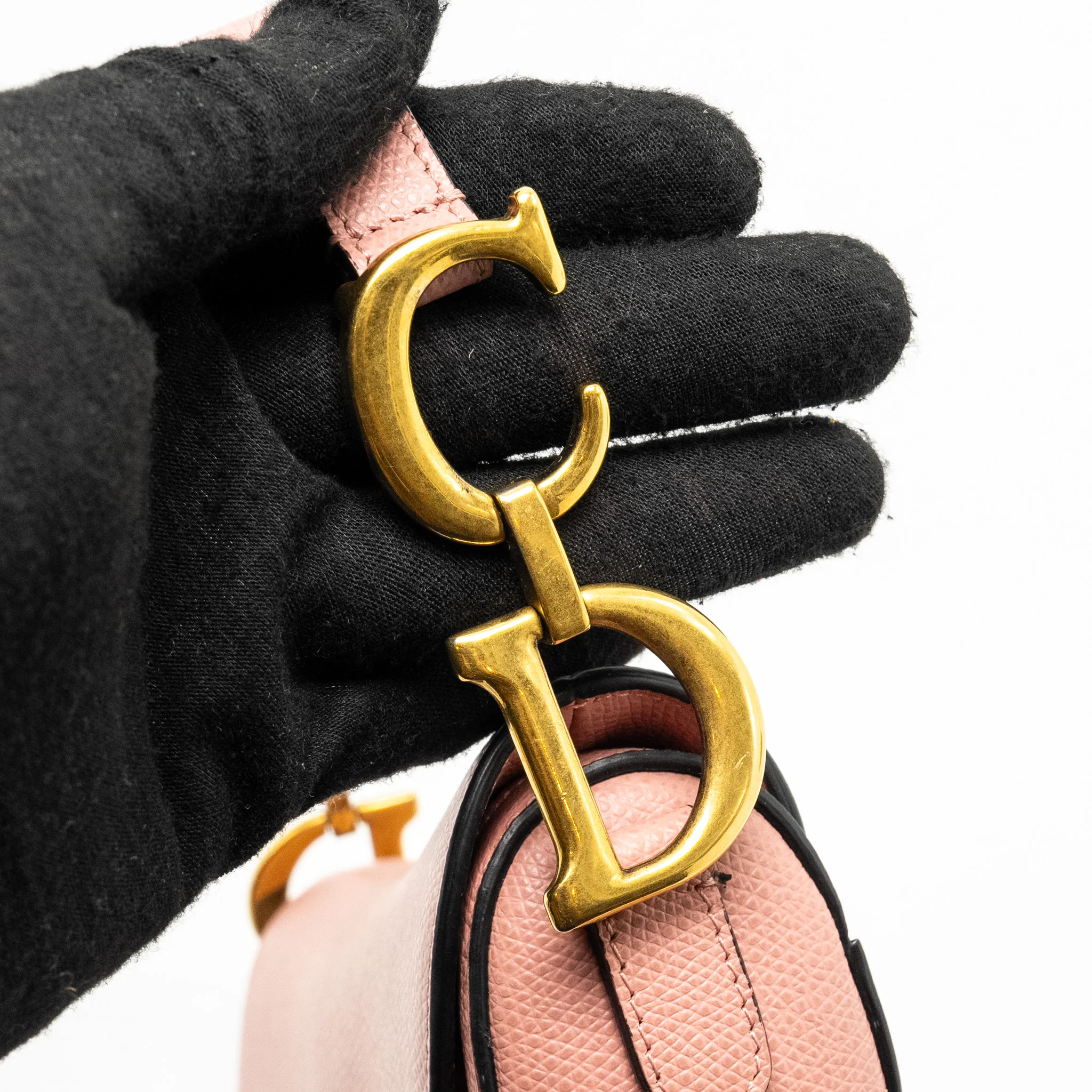 Dior Mini Saddle Bag Grained Calfskin Pink GHW - Image 15
