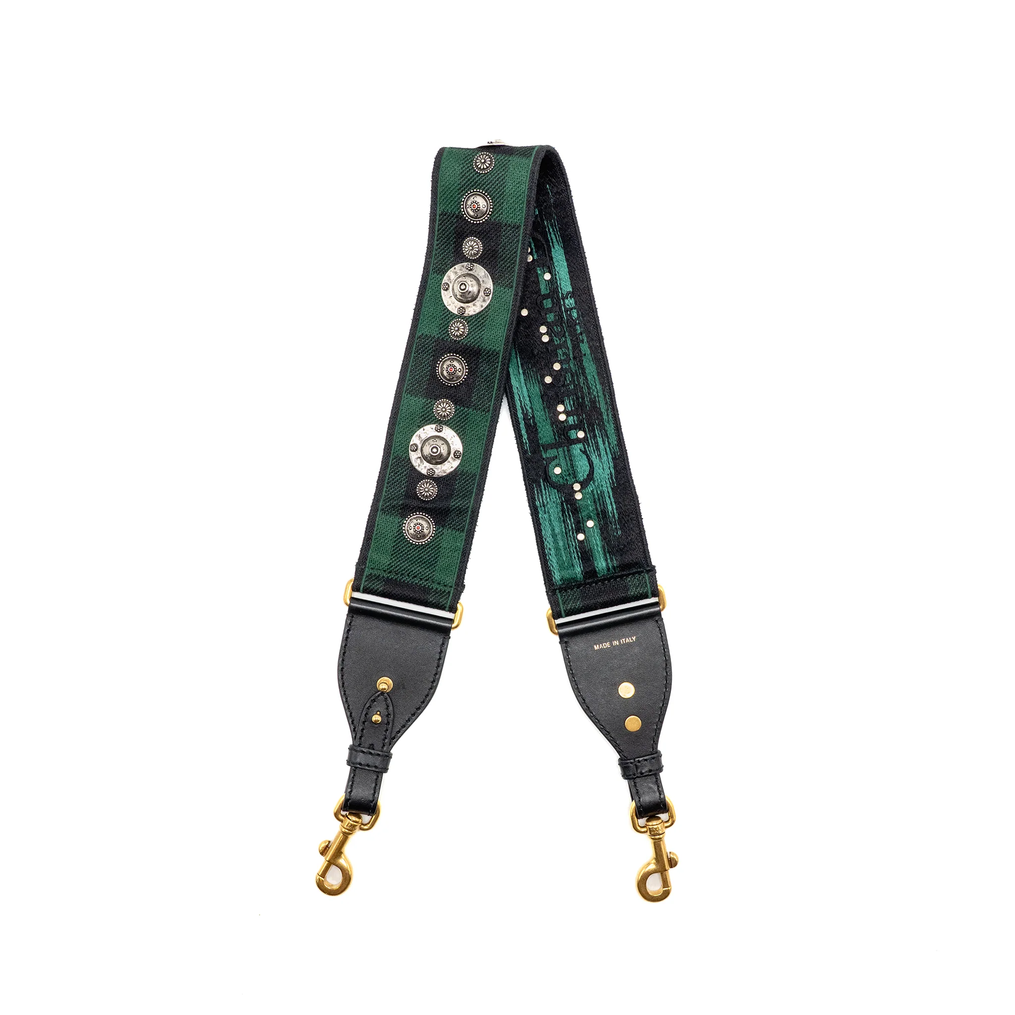 Dior Miscellaneous Studded Shoulder Strap Canvas/Leather Green/Black with Multicolour Hardware - Image 2