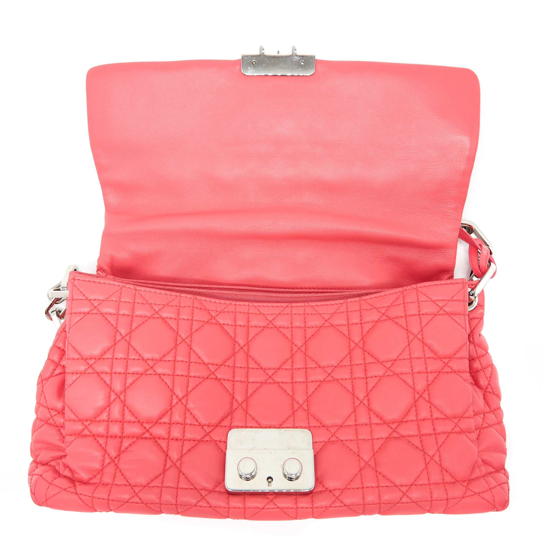 Dior New Lock Flap Shoulder Bag Lambskin Red SHW - Image 17
