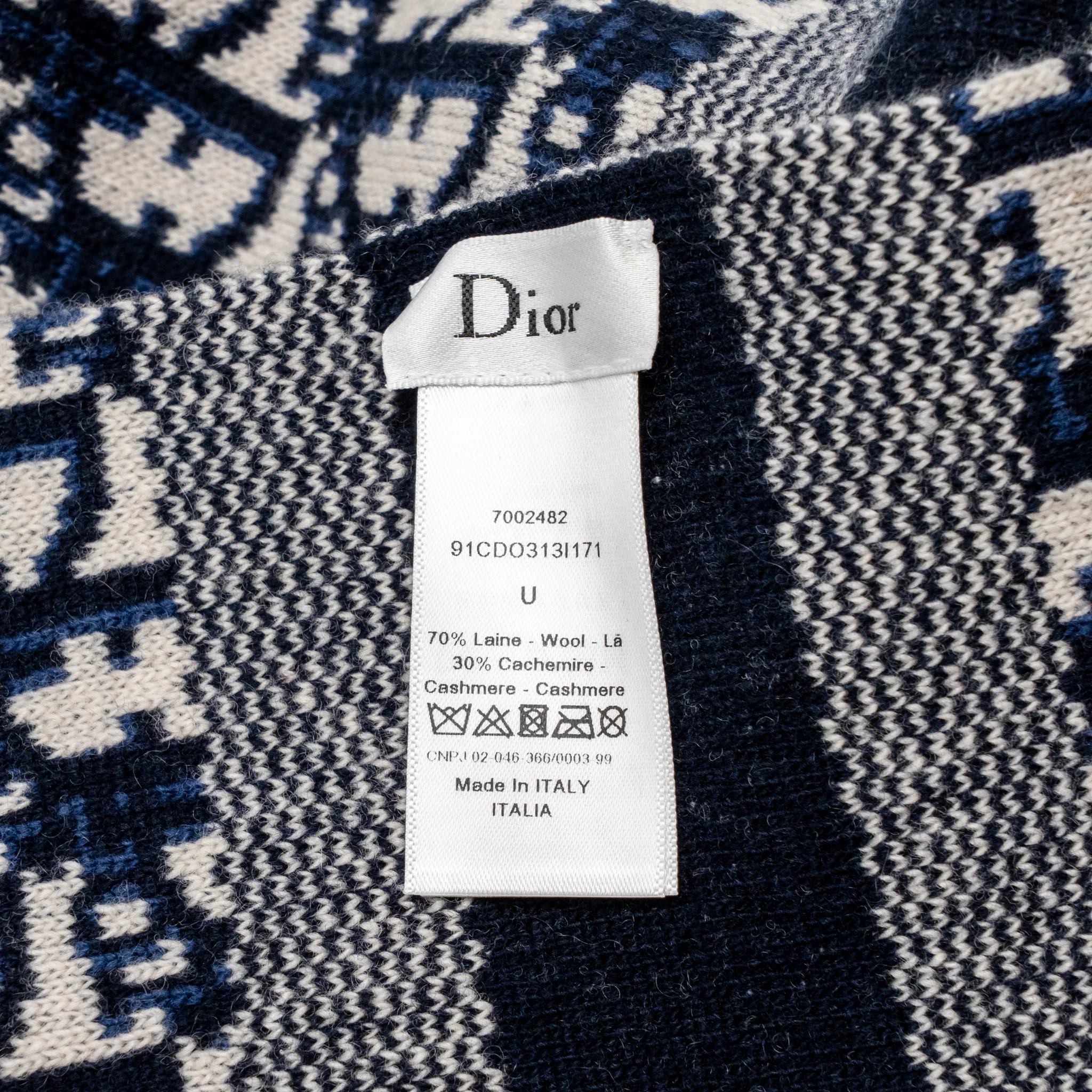 Dior Oblique Scarf Wool / Cashmere Navy/Ecru - Image 4