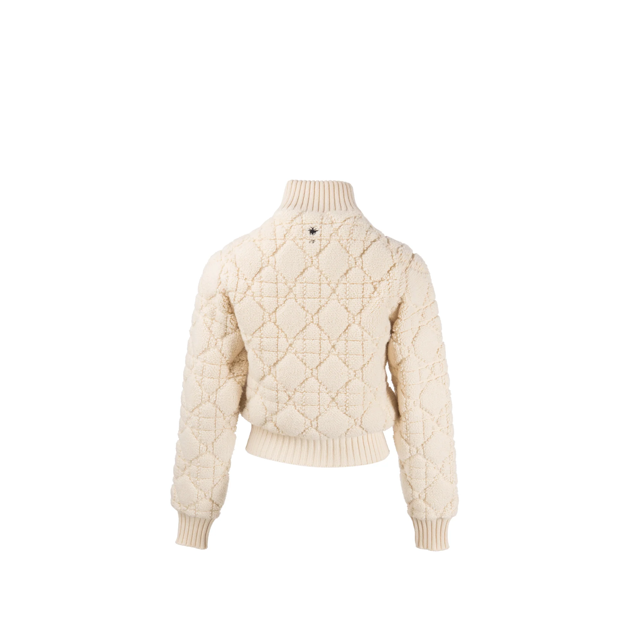 Dior size 34 Macrocannage zipped cardigan wool/polyamide/cashmere ecru - Image 3