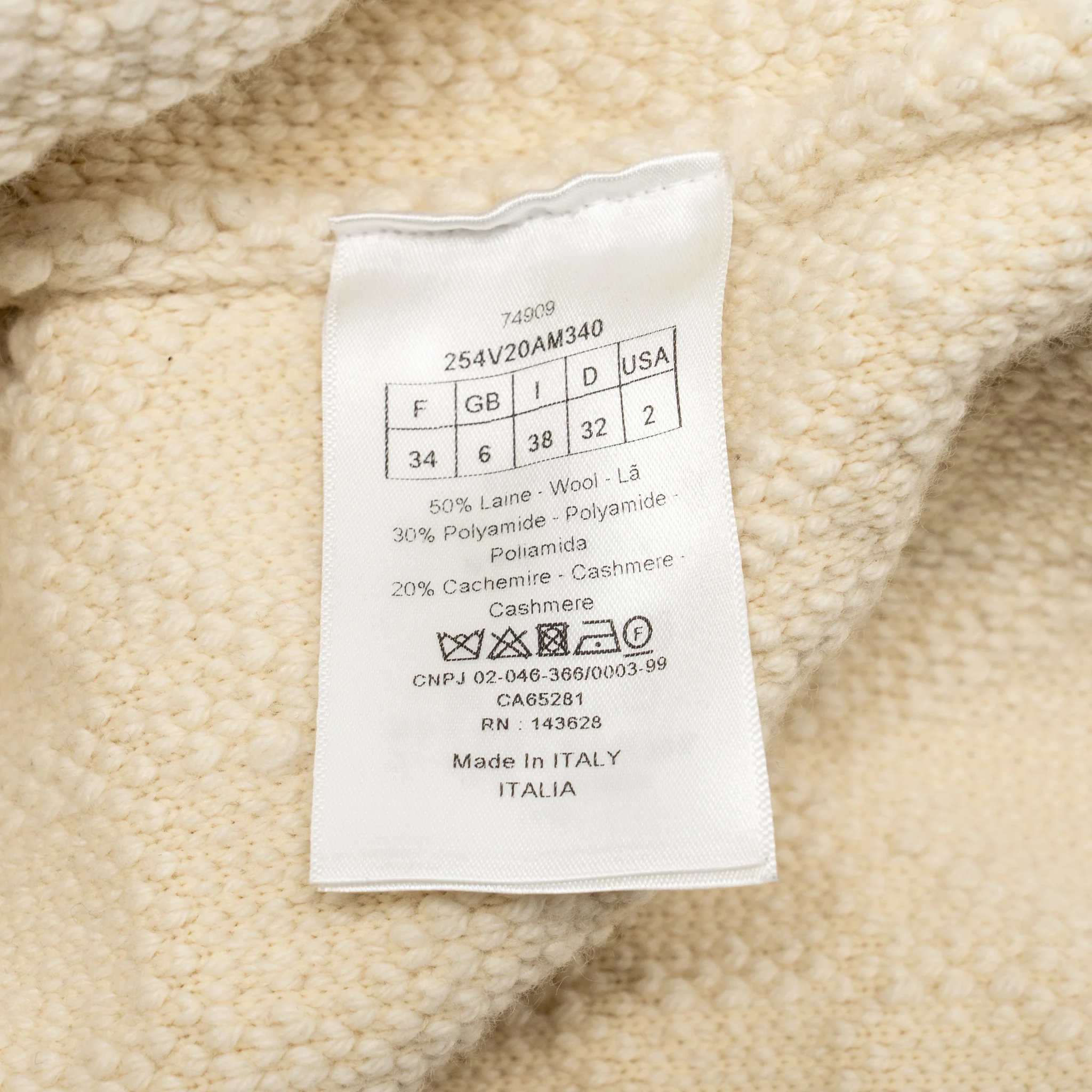 Dior size 34 Macrocannage zipped cardigan wool/polyamide/cashmere ecru - Image 7
