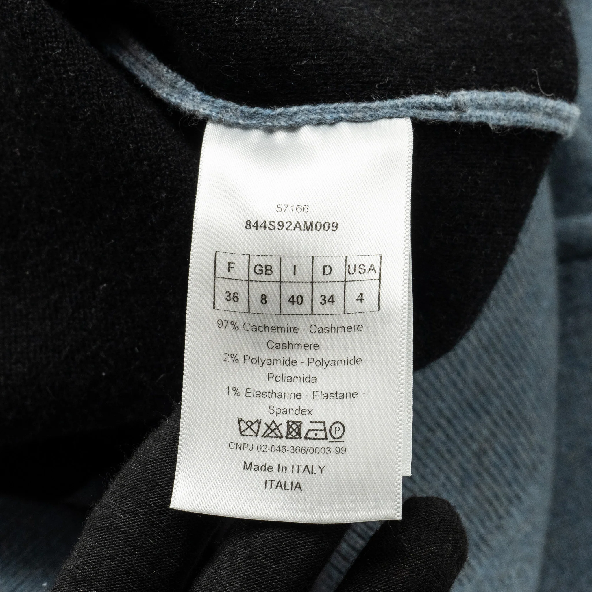 DIOR Size 36 J'adior 8' Hooded Sweater with Rear Signature Cashmere Blue Grey/Black - Image 6