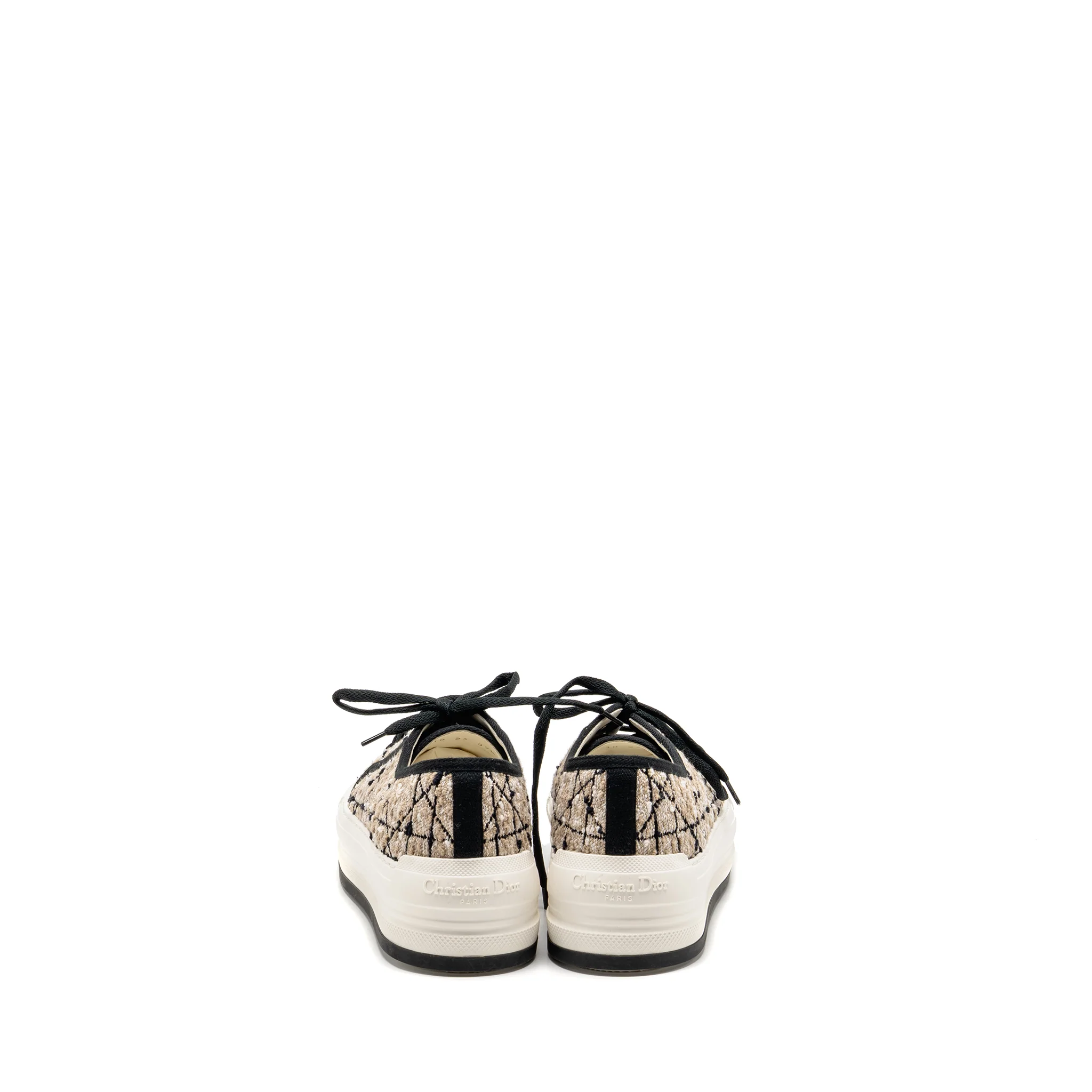 Dior Size 37.5 Walk’n’Dior Platform Sneaker Tweed/Leather Beige/Black - Image 3