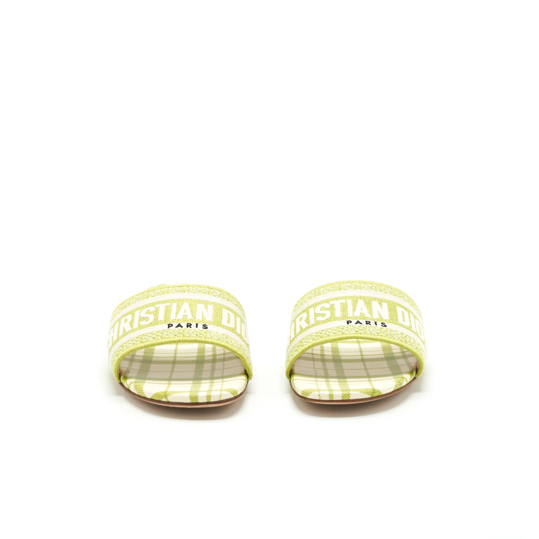 Dior Size 37 Dway Slide Lime Embroidered Cotton - Image 3