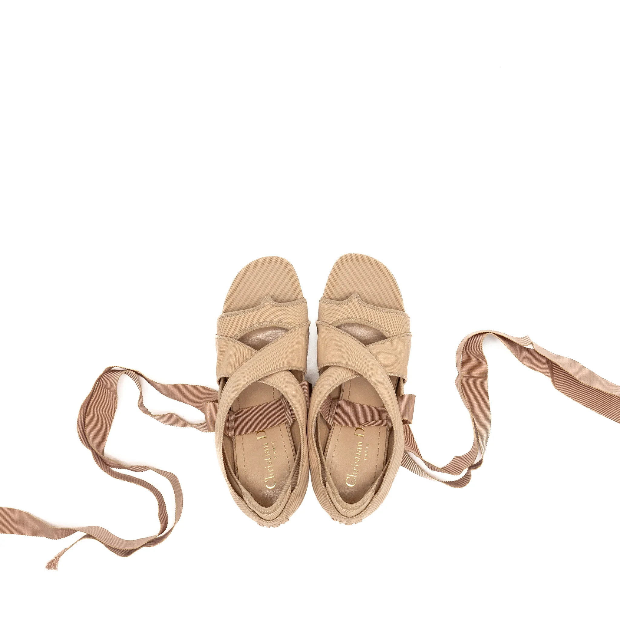 Dior Size 37 Lace Up Etoile Sandals Beige - Image 4