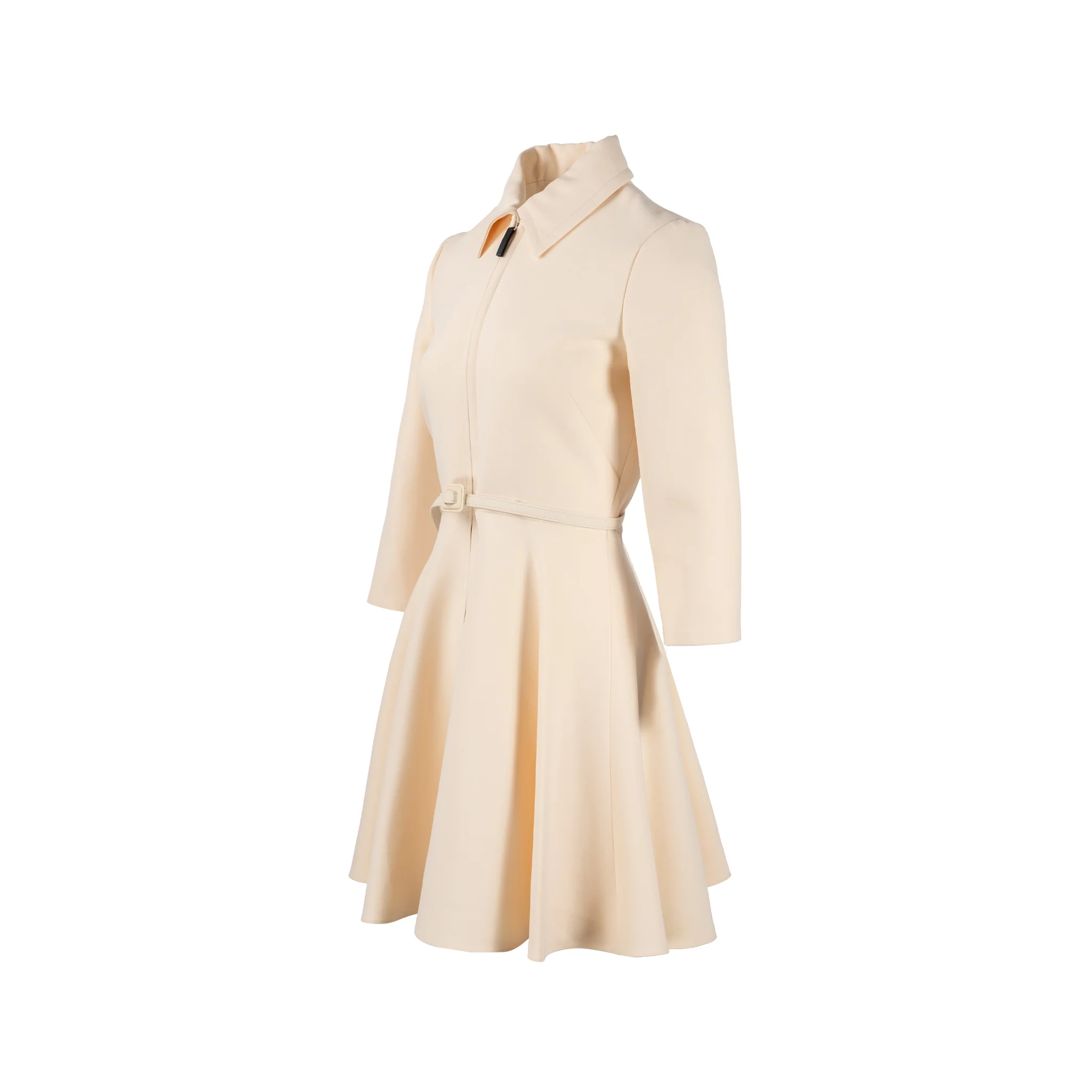 Dior Size 38 Zip Dress with belt Wool/Silk Ecru - Image 2