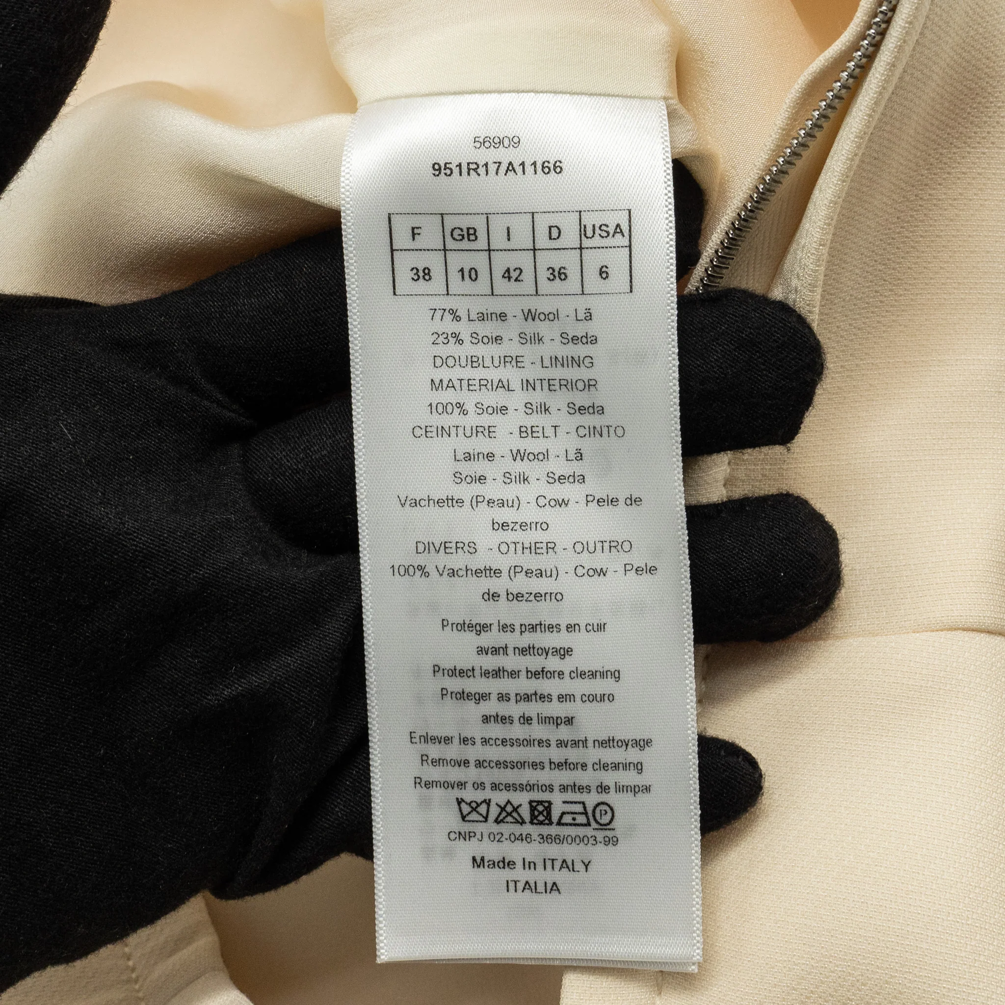 Dior Size 38 Zip Dress with belt Wool/Silk Ecru - Image 6