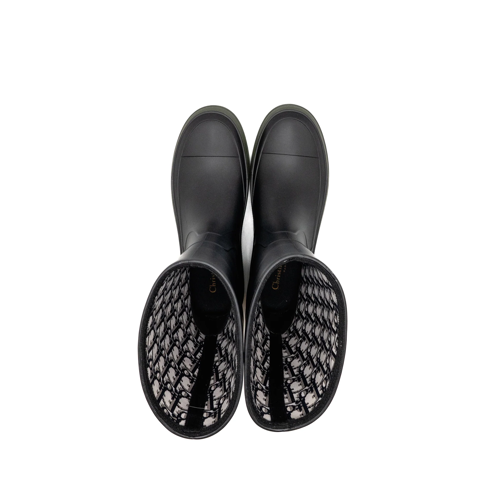 Dior Size 39 Diorunion Rain Boot Rubber Black/Dark Green - Image 4