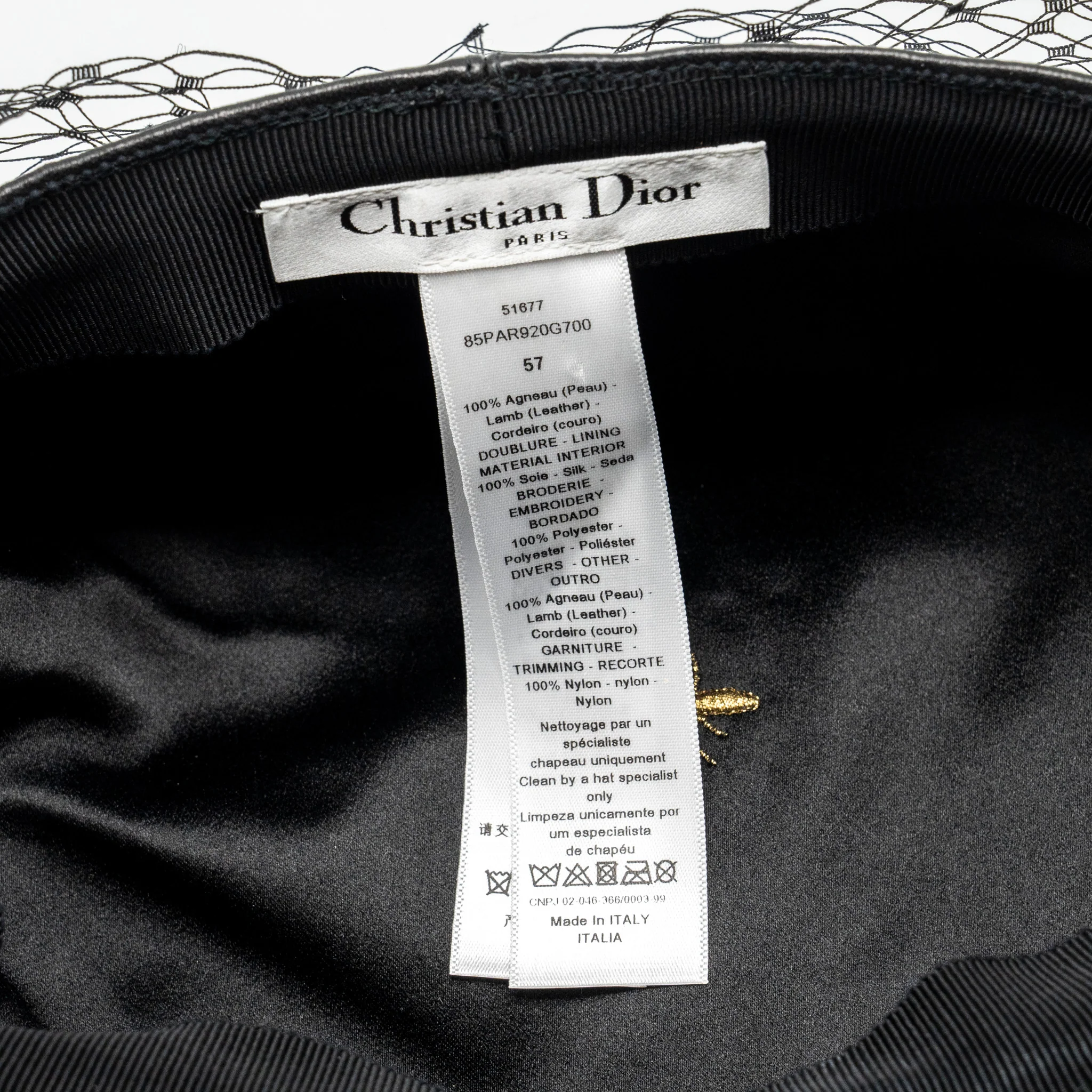 Dior size 57 Paris Revolution Cap with Veil Black - Image 6