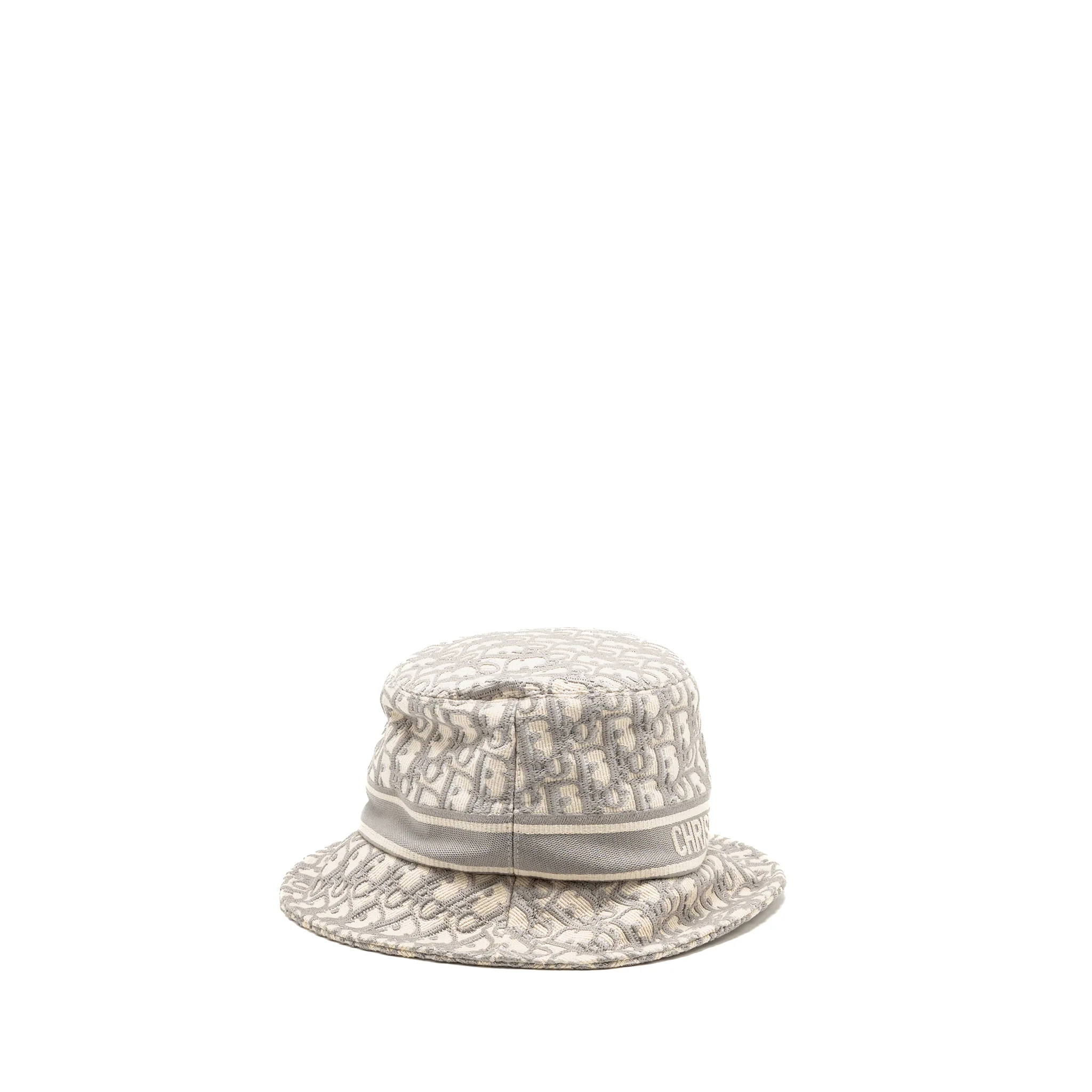 Dior Size 58 Oblique Small Brim Bucket Hat Cotton White/Gray - Image 3