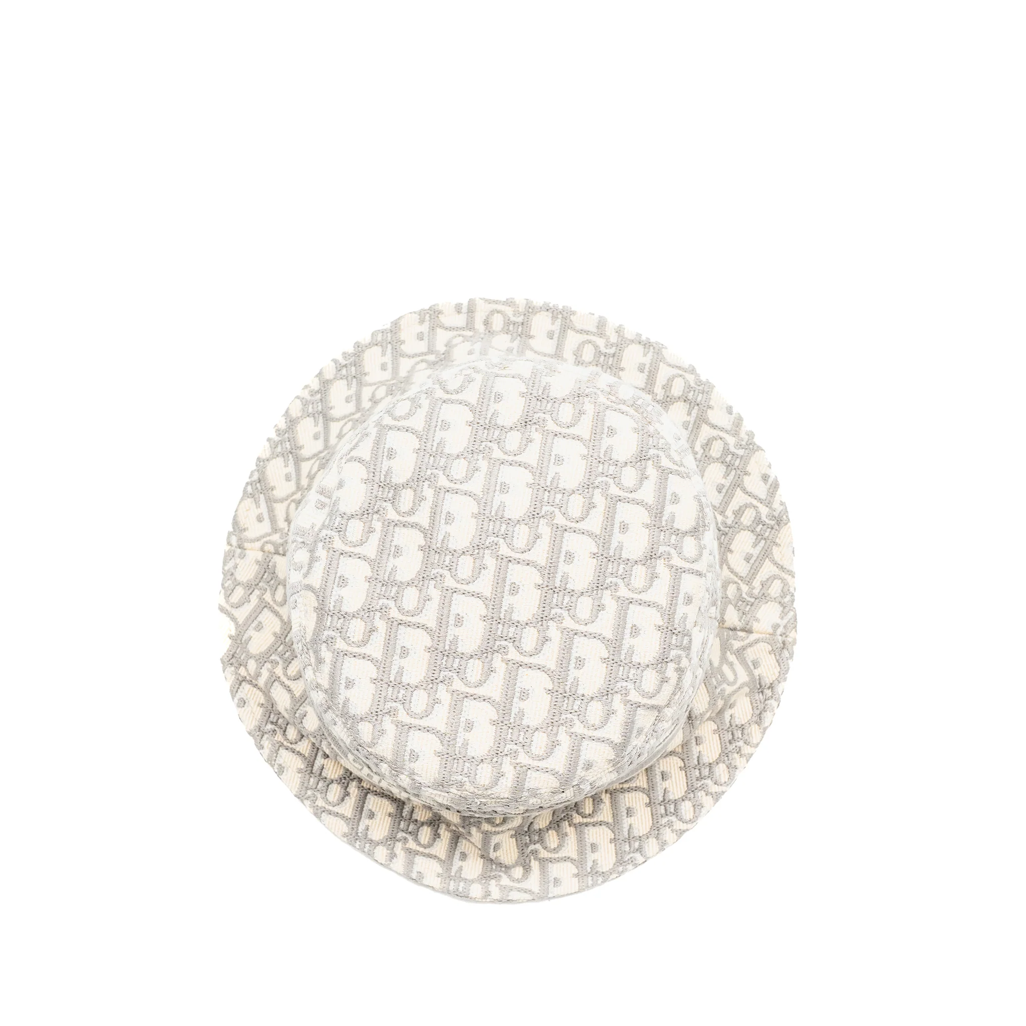 Dior Size 58 Oblique Small Brim Bucket Hat Cotton White/Gray - Image 4