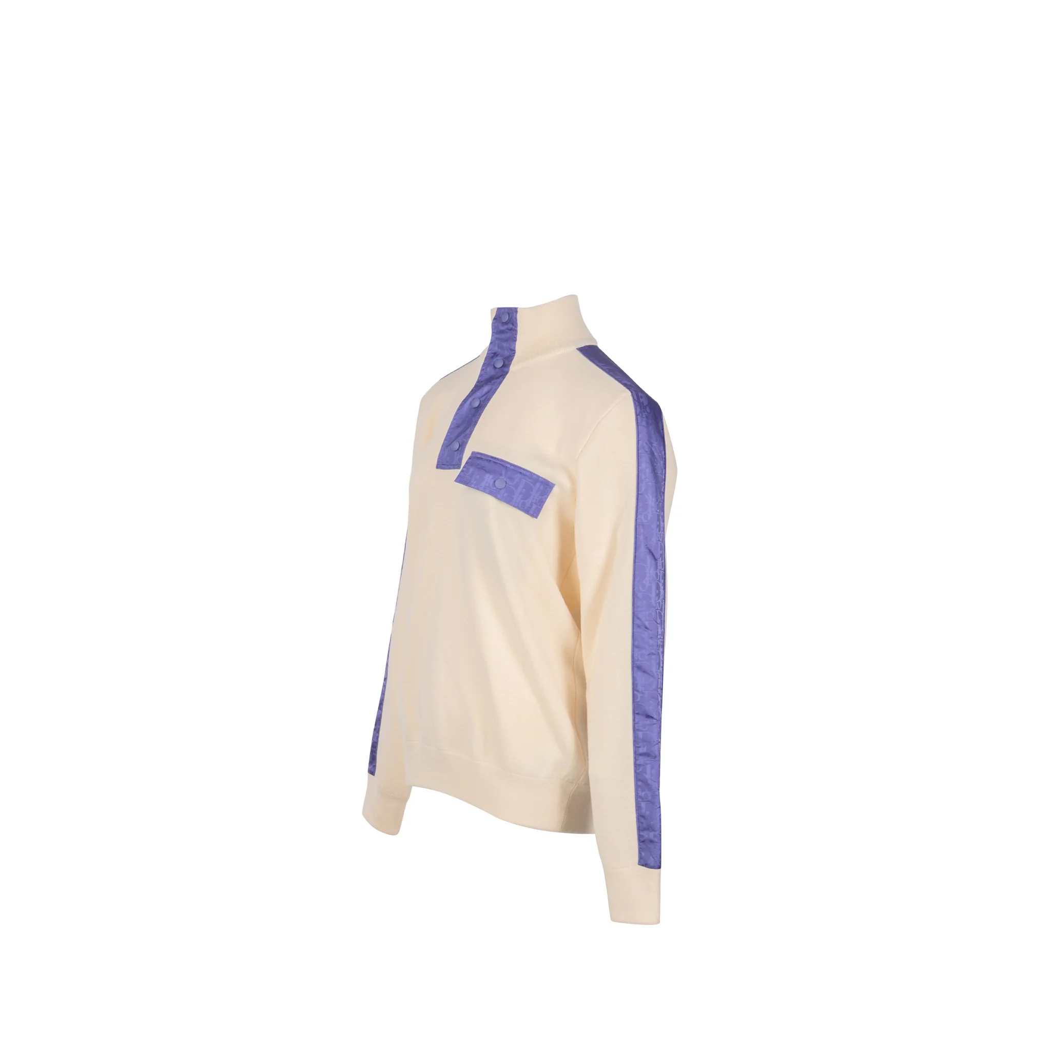 Dior Size M High Collar Sweater Virgin Wool White/Purple - Image 3