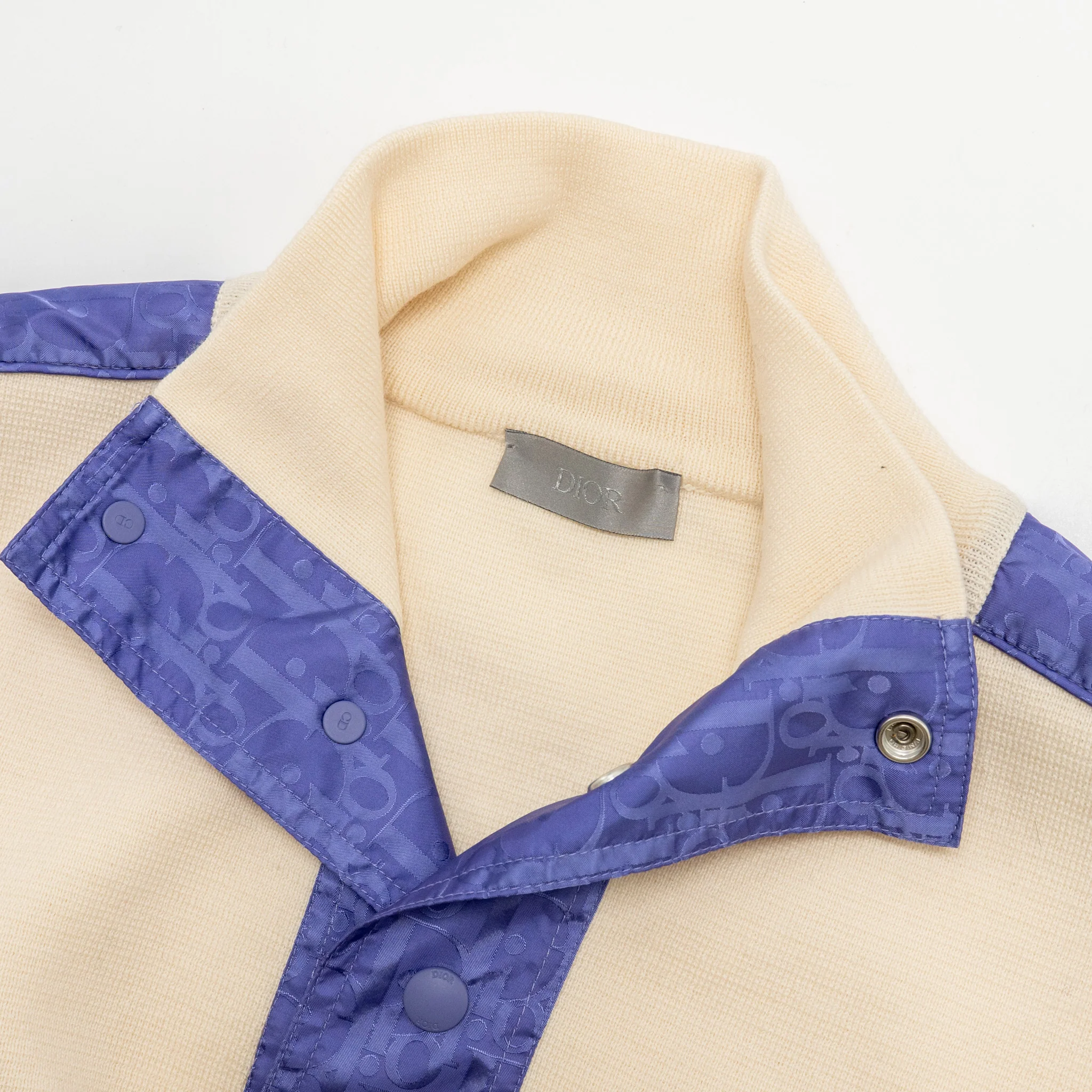 Dior Size M High Collar Sweater Virgin Wool White/Purple - Image 4