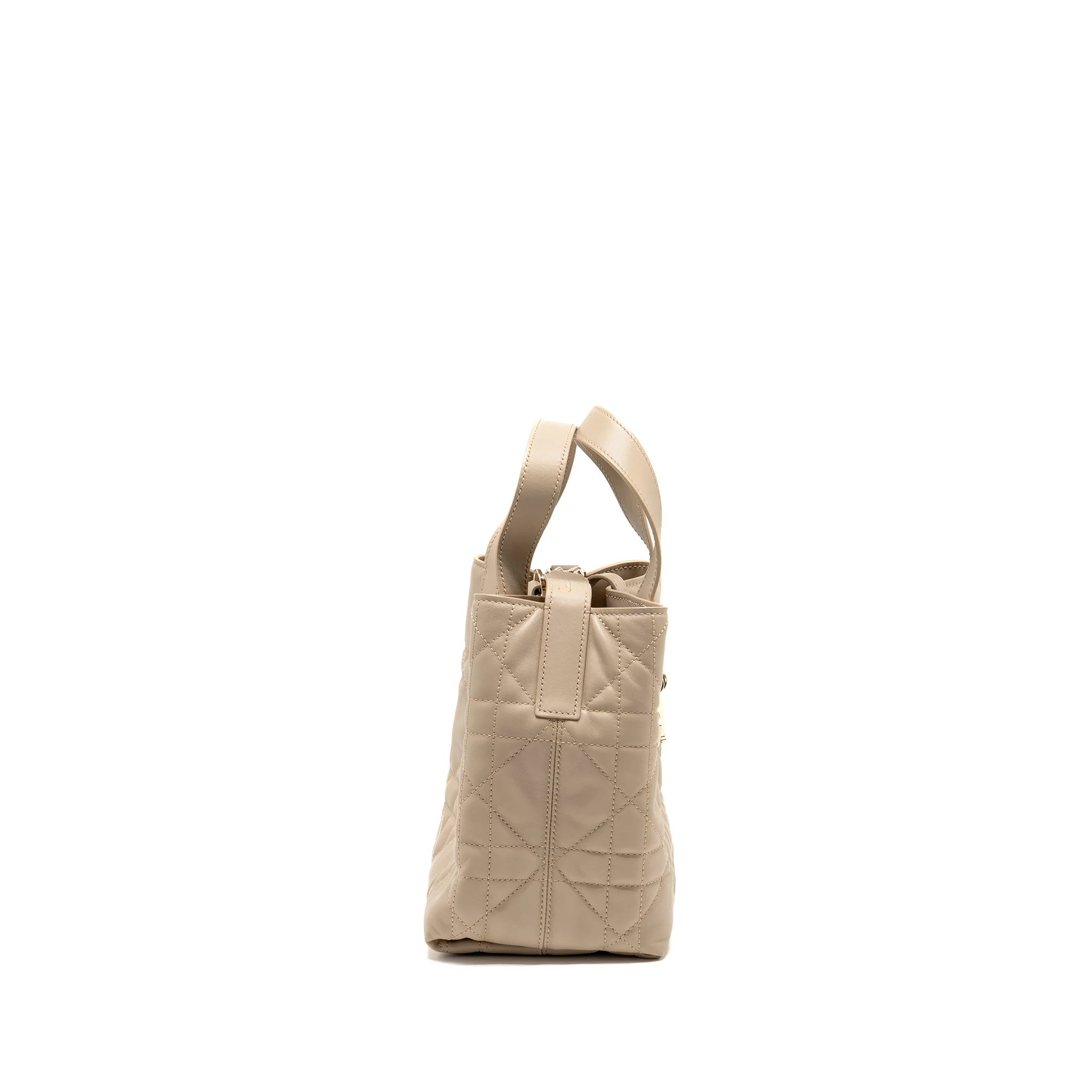 Dior Small Dior Toujours Vertical Tote Bag Macrocannage Calfskin Powder Beige LGHW - Image 4