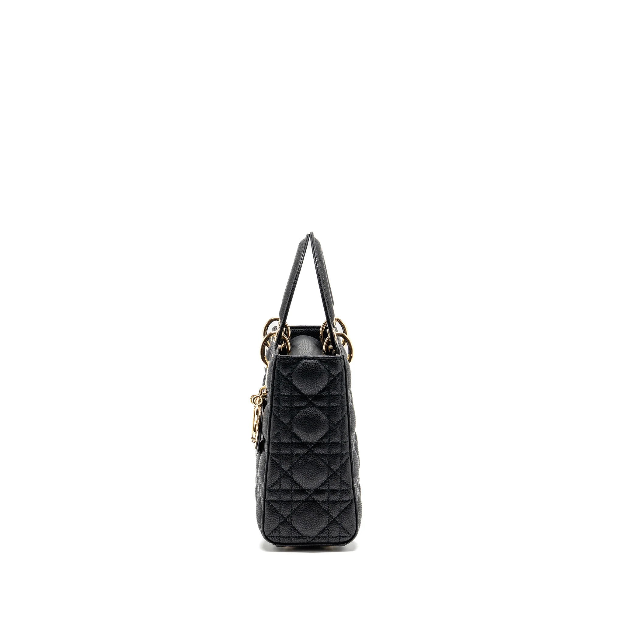 Dior Small Lady Dior Bag Grained Cannage Calfskin Black LGHW - Image 4