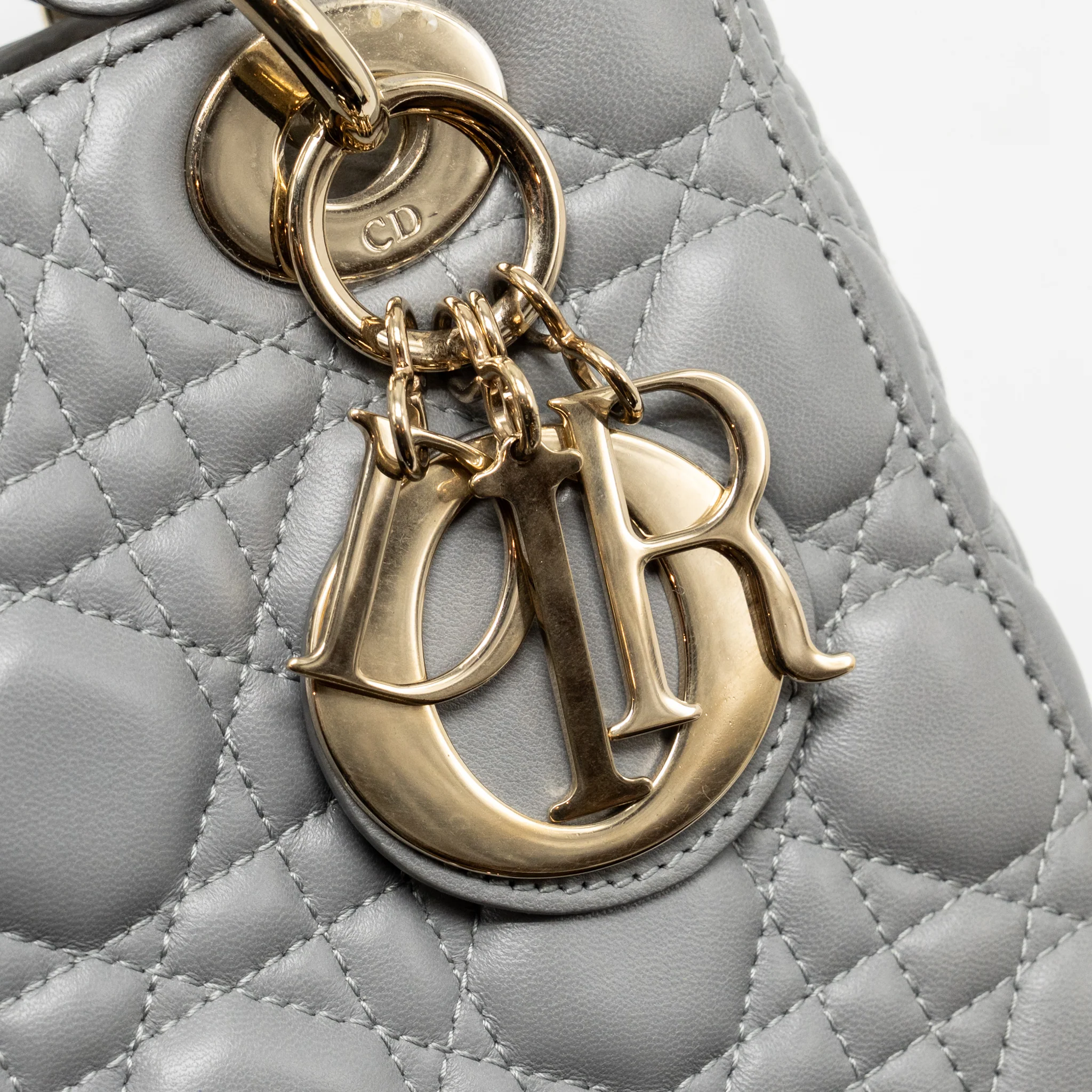 Dior Small Lady Dior My ABCDior Bag Cannage Lambskin Grey LGHW - Image 11