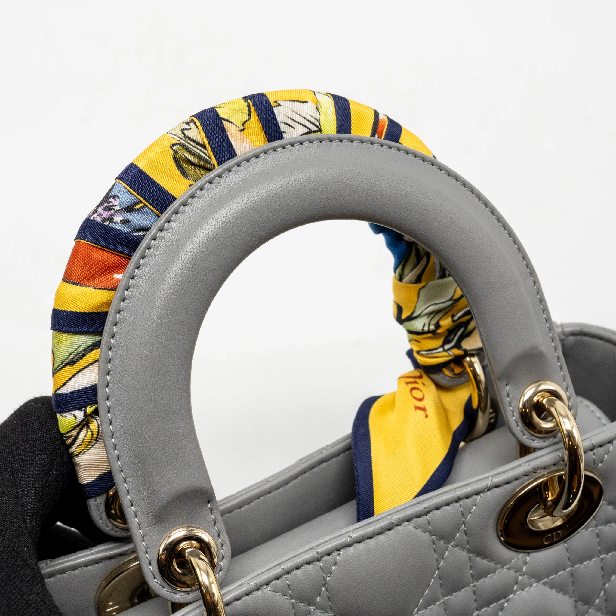Dior Small Lady Dior My ABCDior Bag Cannage Lambskin Grey LGHW - Image 12