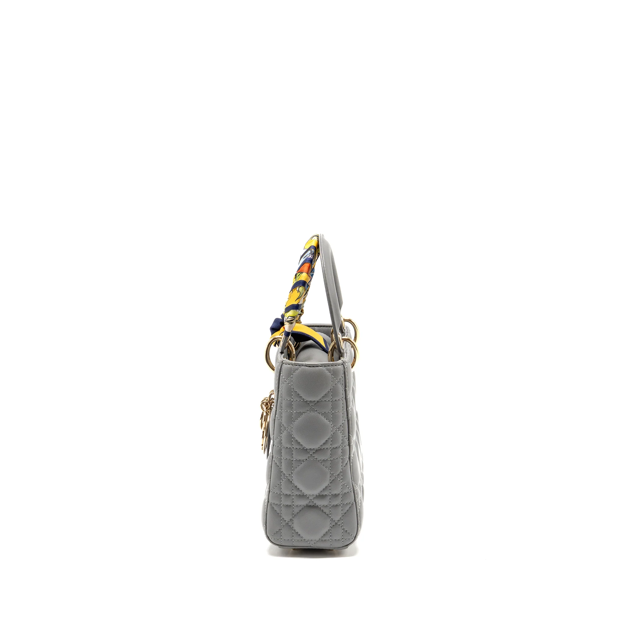 Dior Small Lady Dior My ABCDior Bag Cannage Lambskin Grey LGHW - Image 4