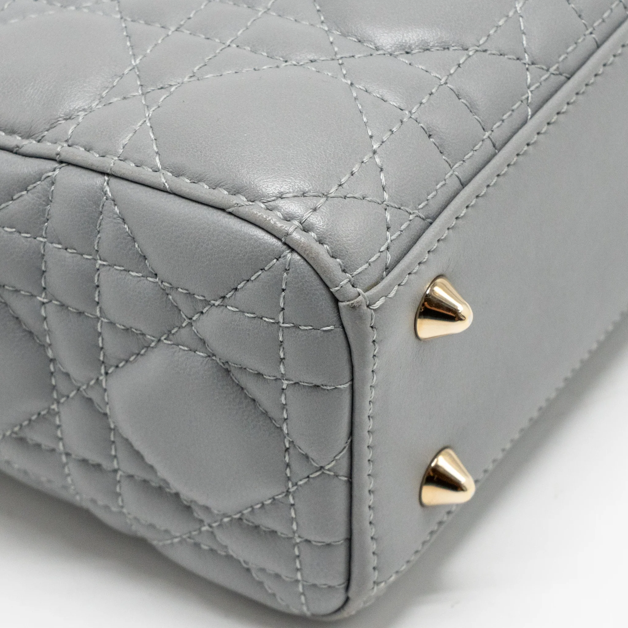 Dior Small Lady Dior My ABCDior Bag Cannage Lambskin Grey LGHW - Image 9