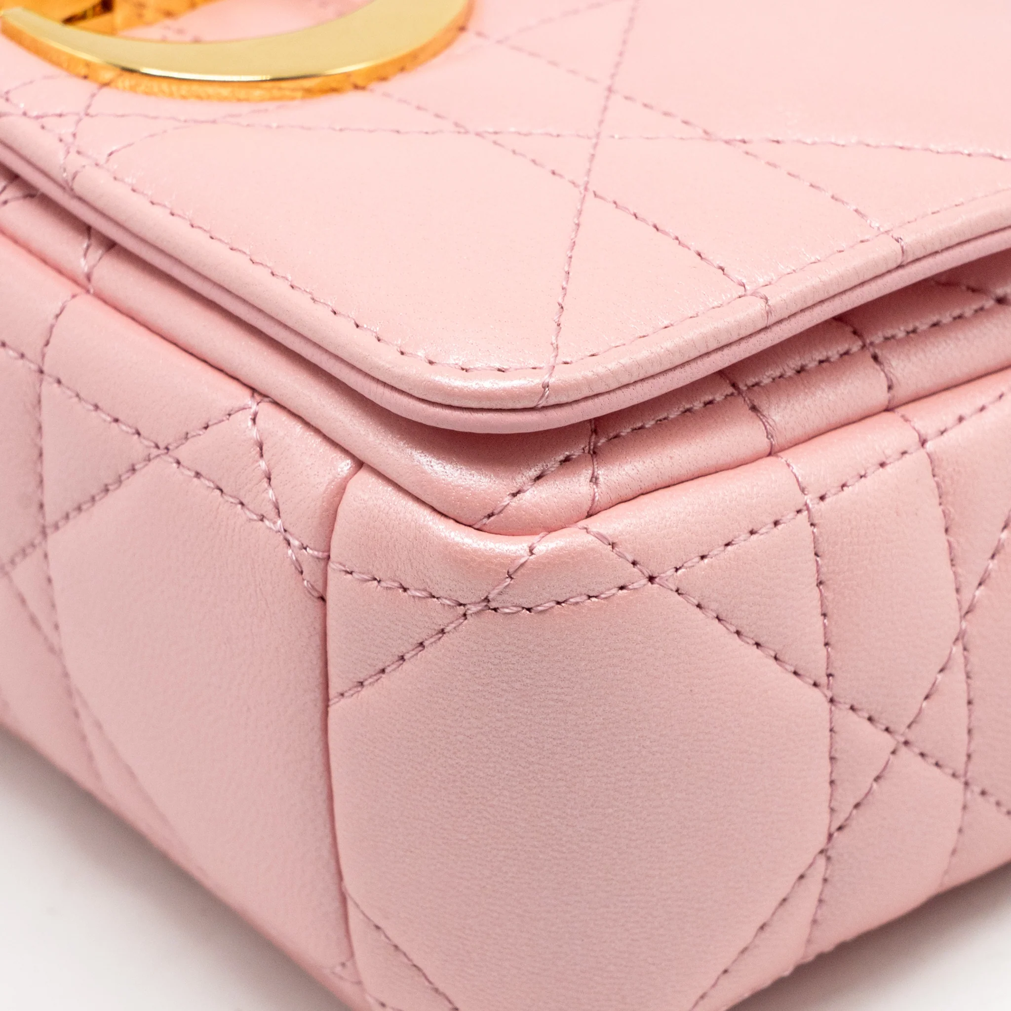 Dior Small Soft Caro Bag Lambskin Melocoton GHW - Image 8