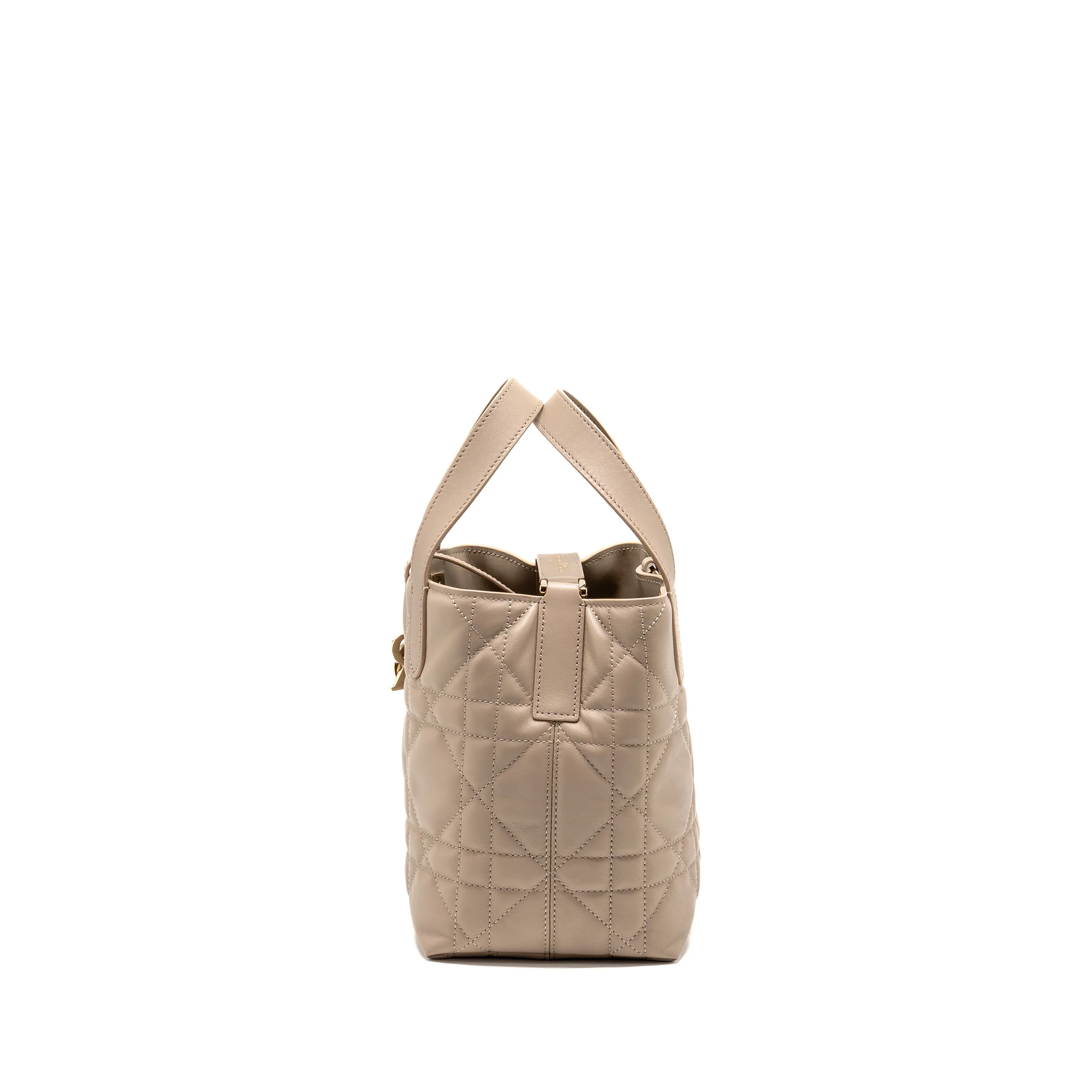 Dior Small Toujours Tote Bag Macrocannage Calfskin Powder Beige LGHW - Image 4