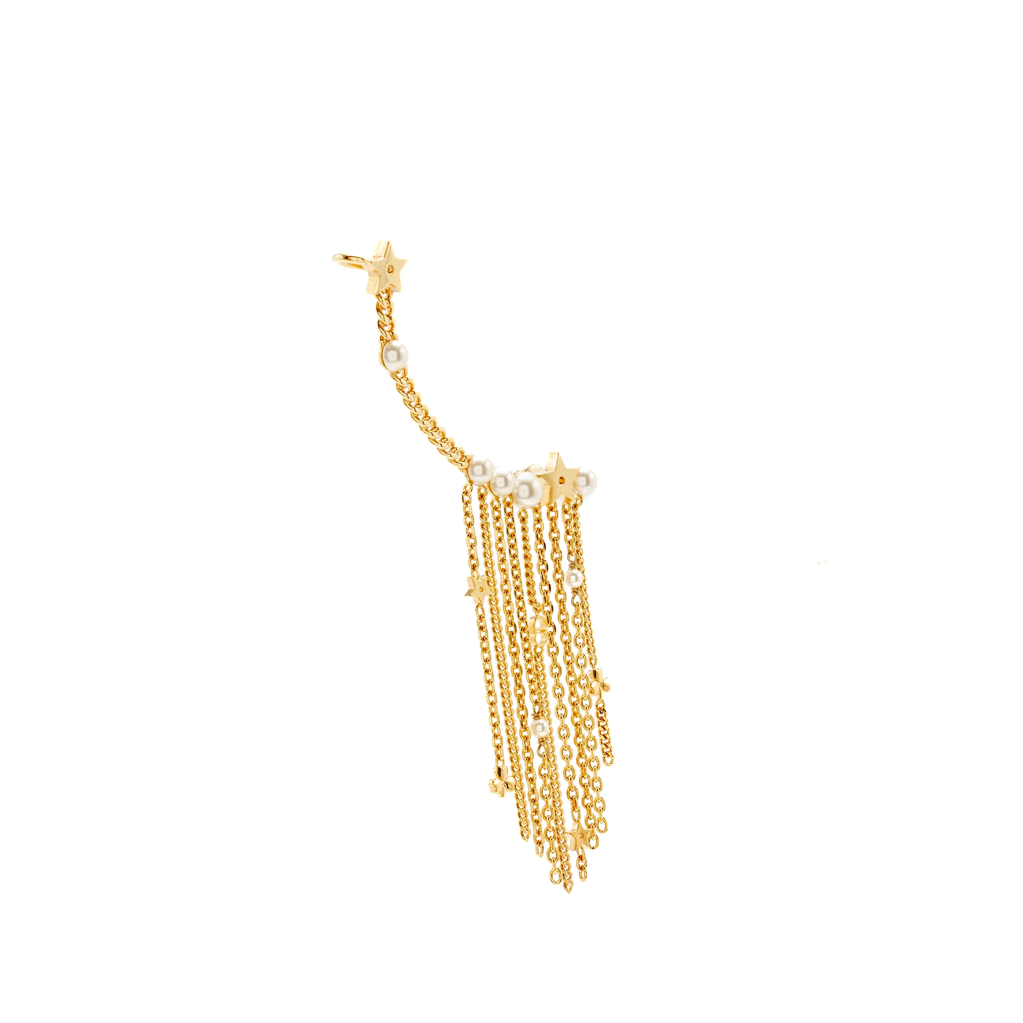 Dior Star and Pearl Drop Earring/Clip Gold Tone - Image 3