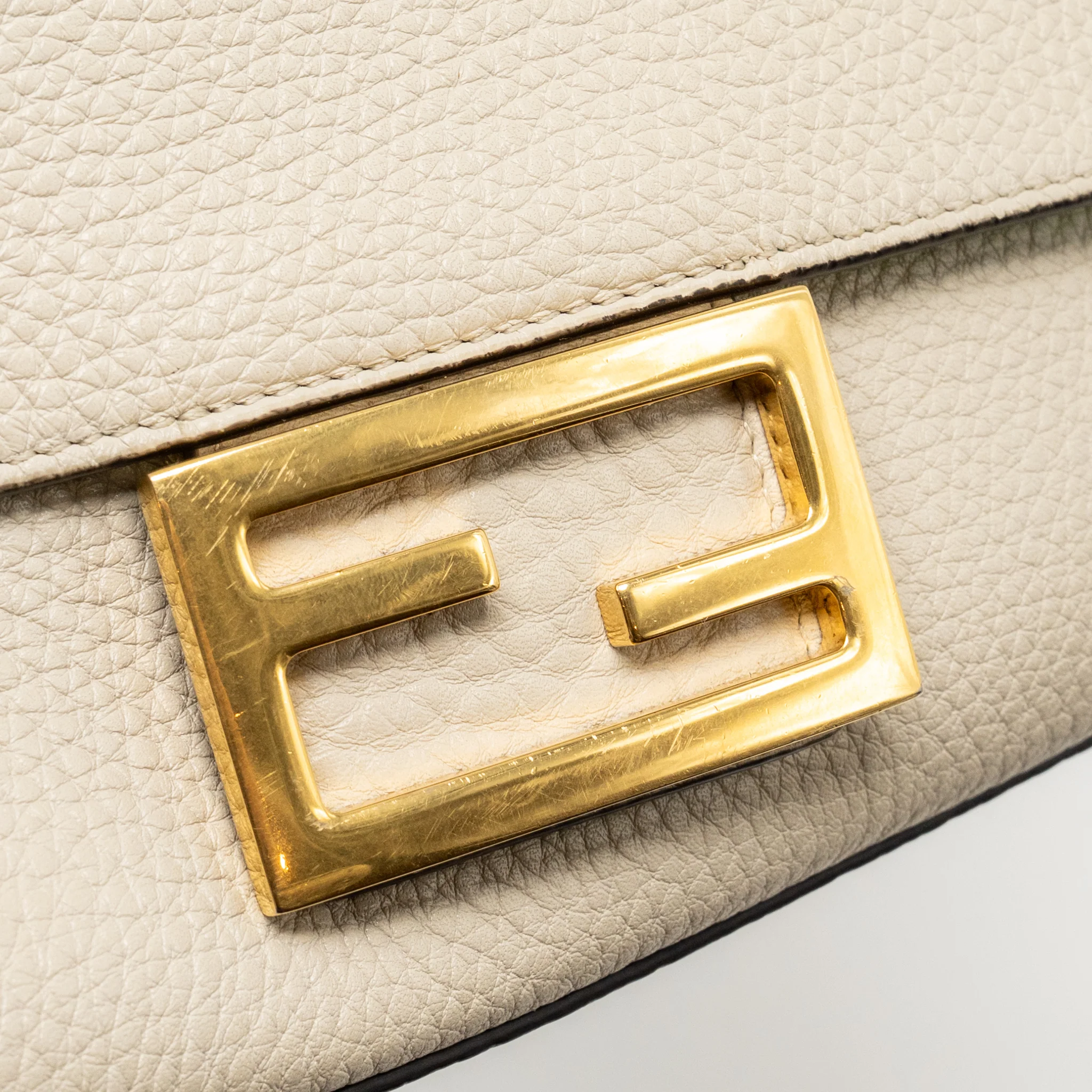 Fendi Mini Baguette Bag Calfskin Light Beige/Green GHW - Image 11