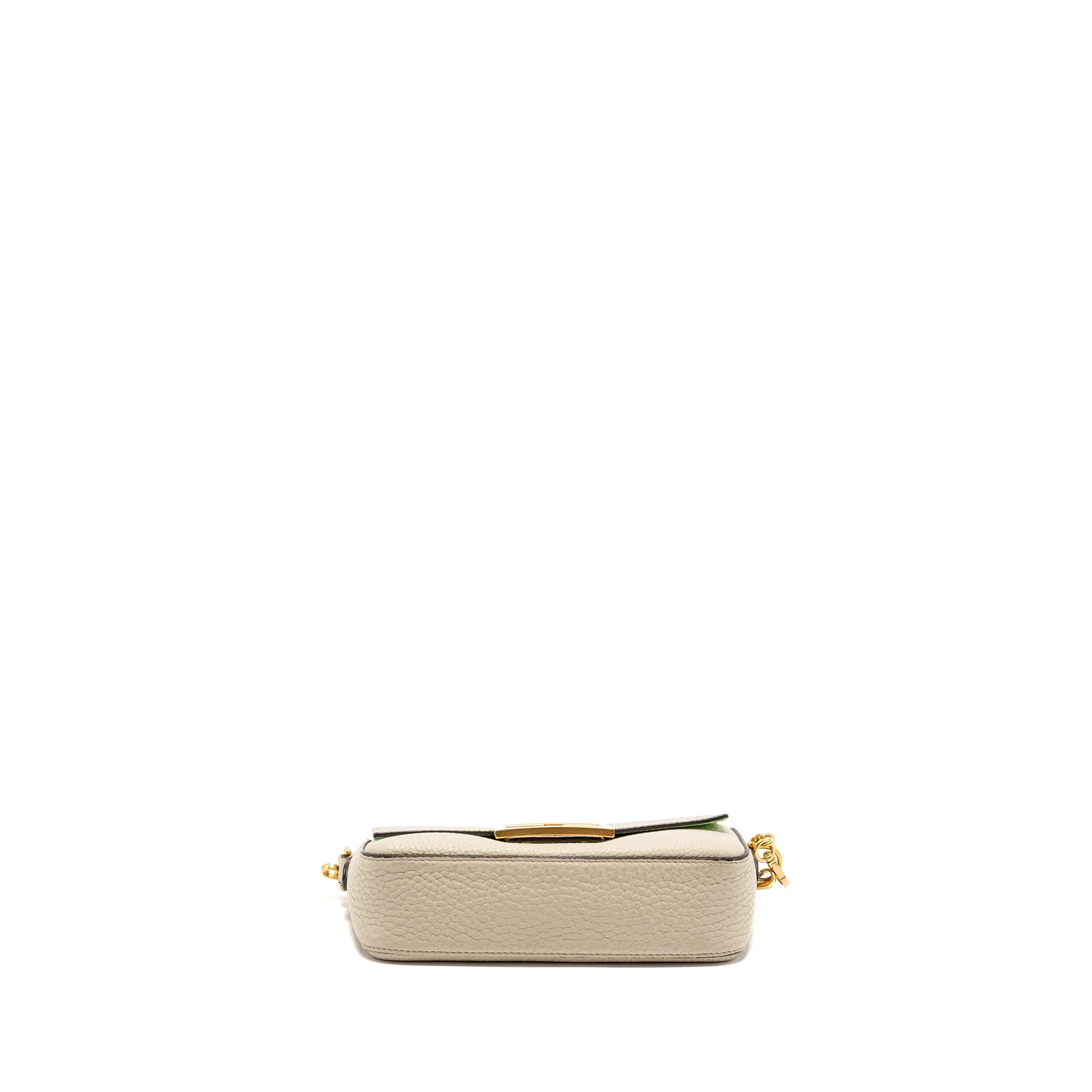 Fendi Mini Baguette Bag Calfskin Light Beige/Green GHW - Image 6