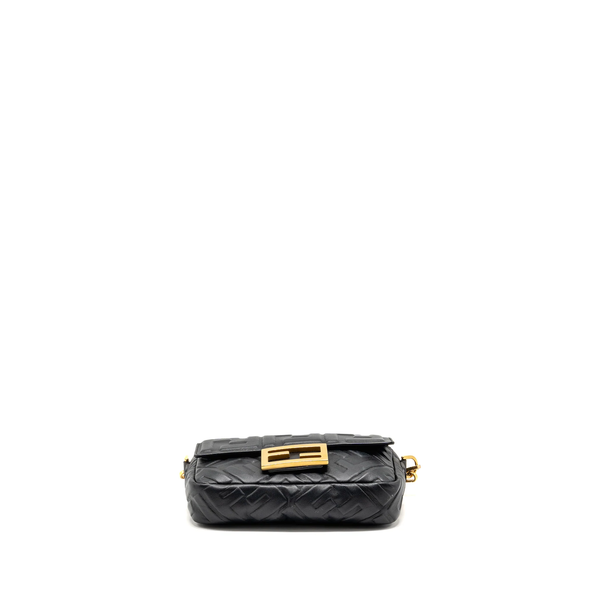 Fendi Mini Baguette Bag FF Motif Lambskin Black GHW - Image 6