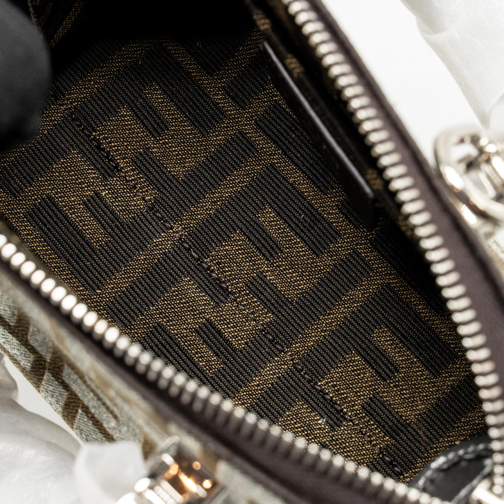Fendi Mini By the Way with Handle Jacquard FF Canvas/Calfskin Silver/Brown SHW - Image 11
