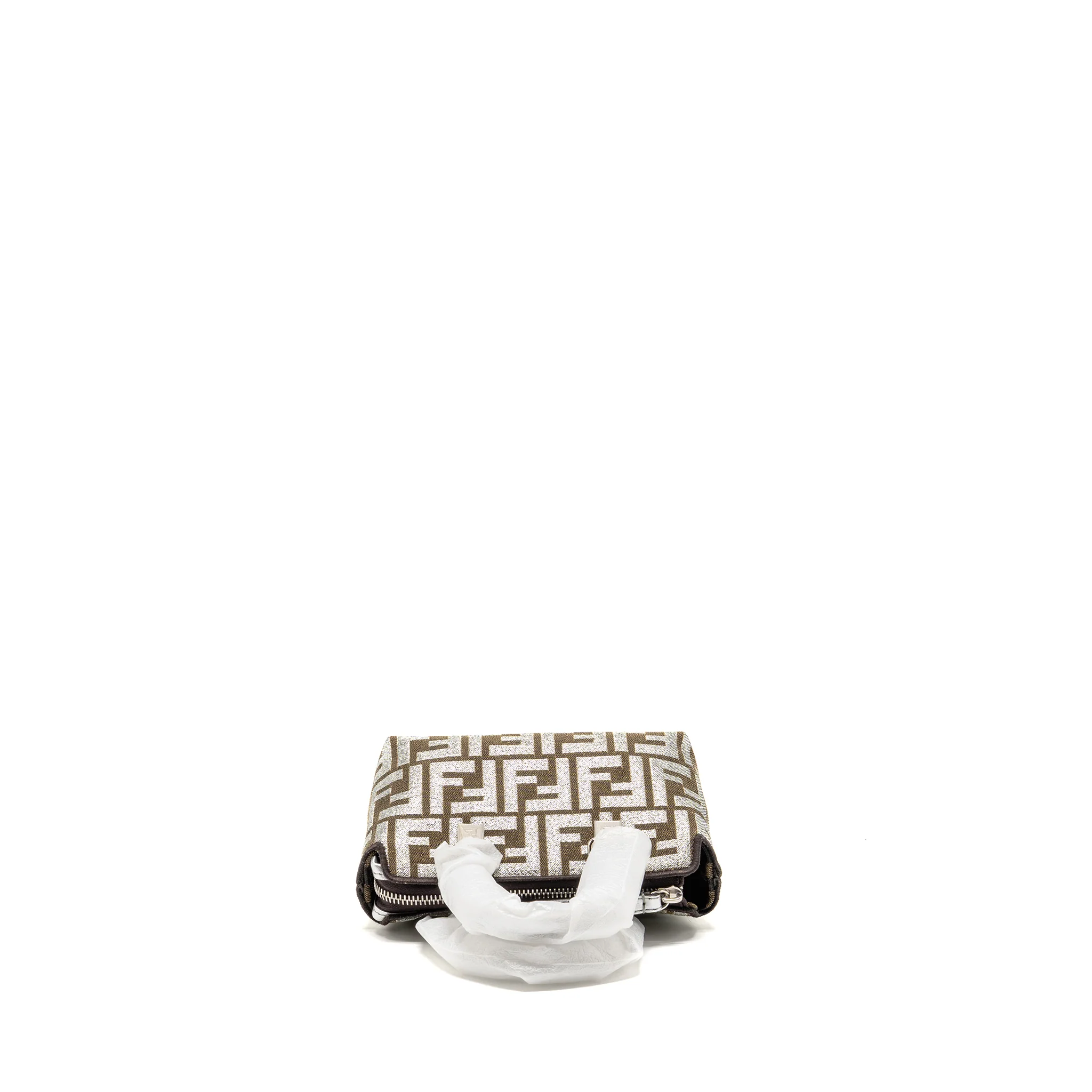 Fendi Mini By the Way with Handle Jacquard FF Canvas/Calfskin Silver/Brown SHW - Image 5