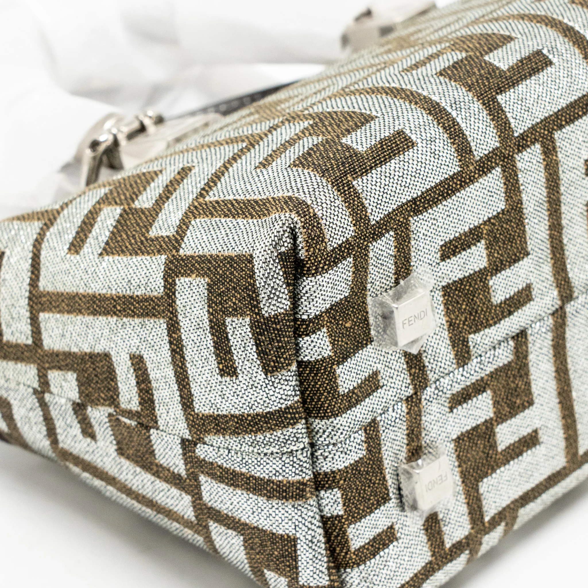 Fendi Mini By the Way with Handle Jacquard FF Canvas/Calfskin Silver/Brown SHW - Image 7