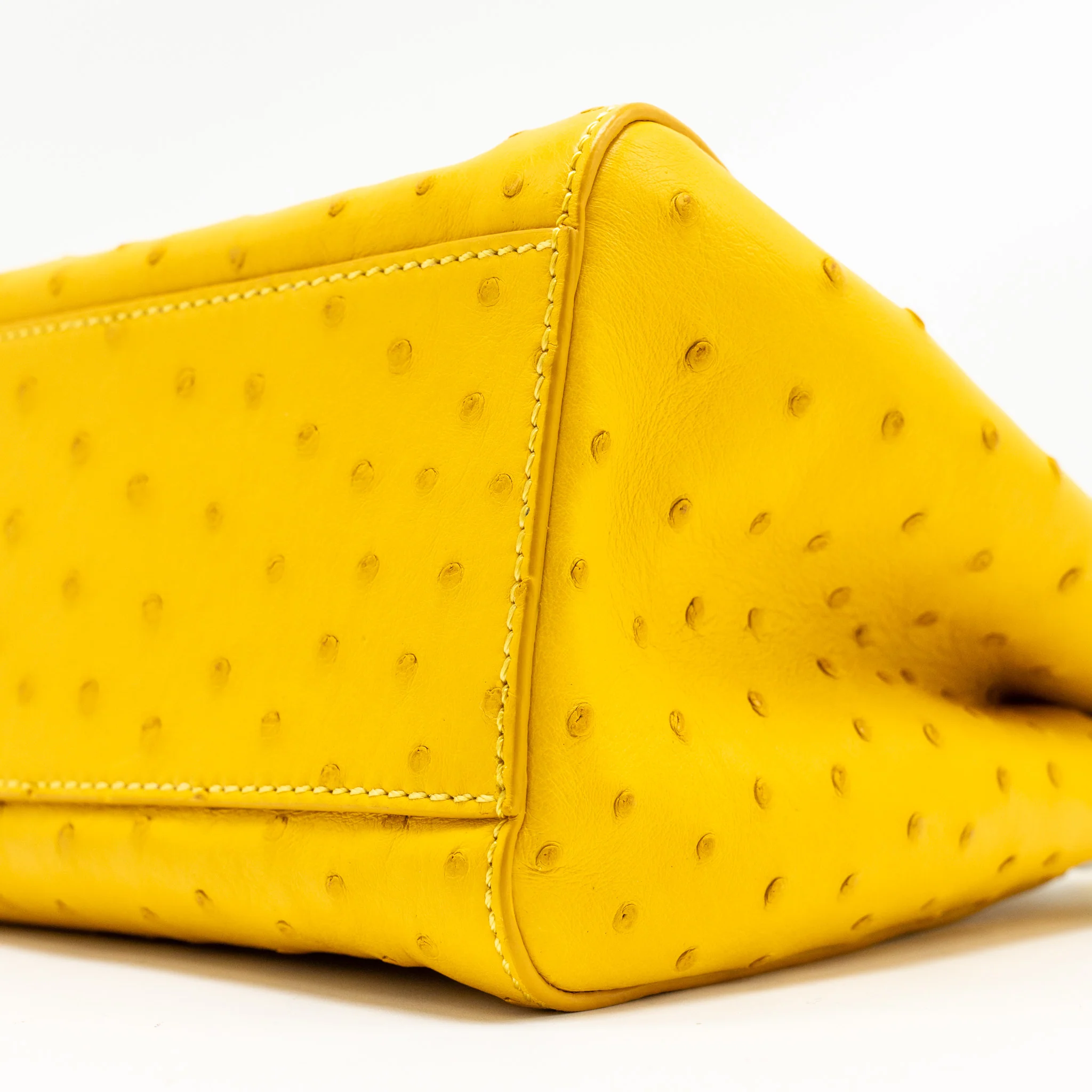Fendi Mini Peekaboo Ostrich/Crystal Yellow/White GHW - Image 7
