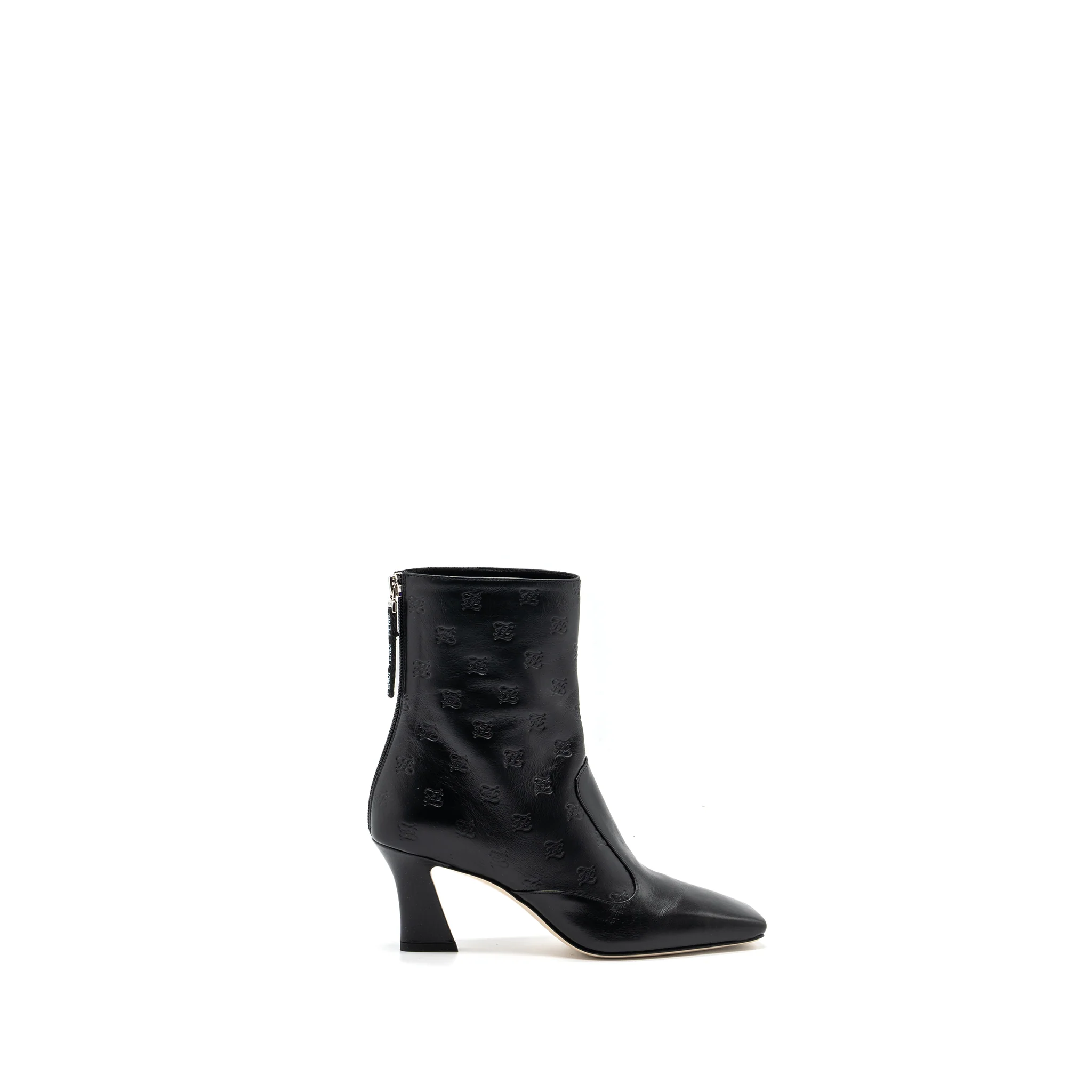 Fendi Size 38 FF print boots with heel leather black SHW - Image 5