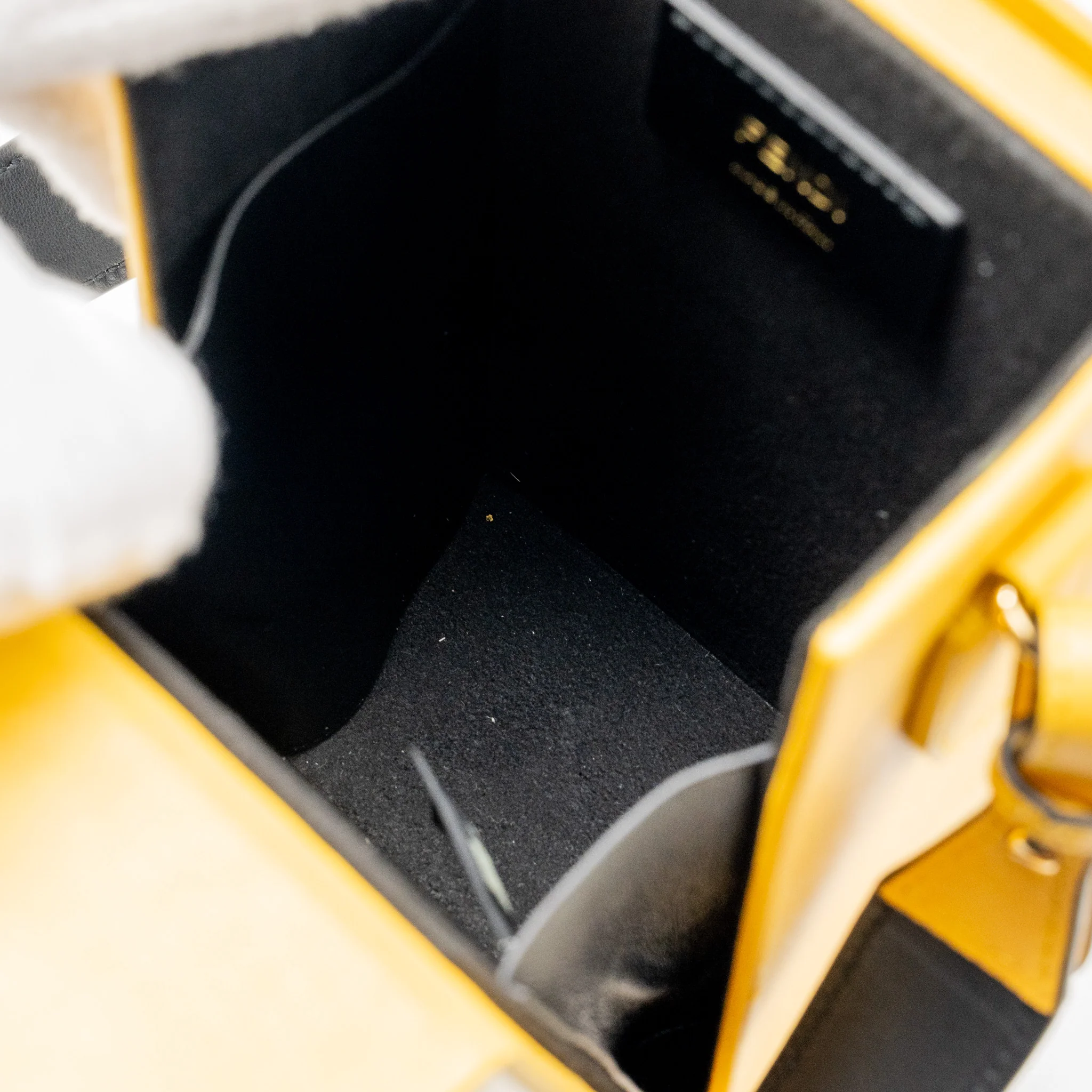 Fendi Vertical box bag calfskin yellow GHW - Image 11