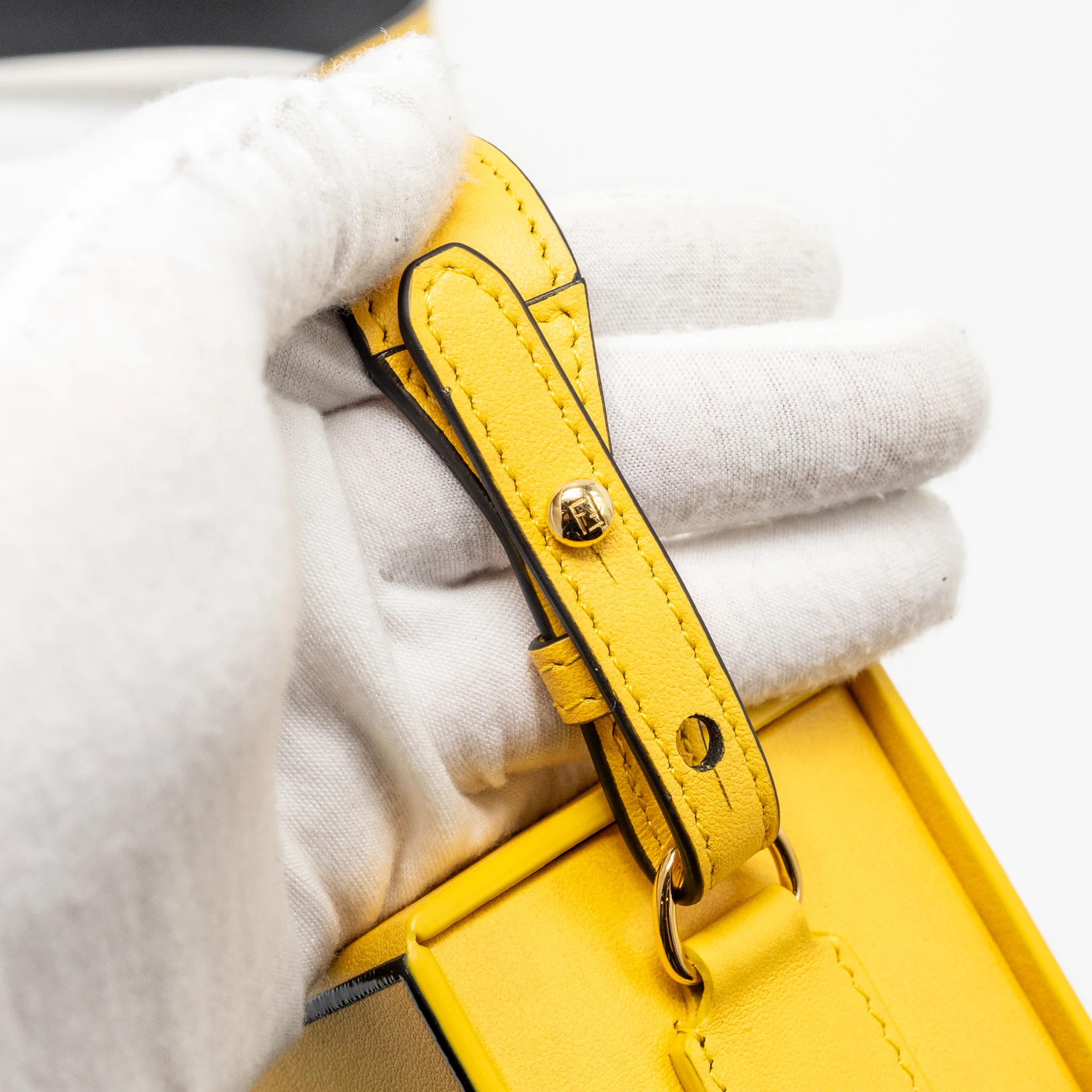 Fendi Vertical box bag calfskin yellow GHW - Image 9