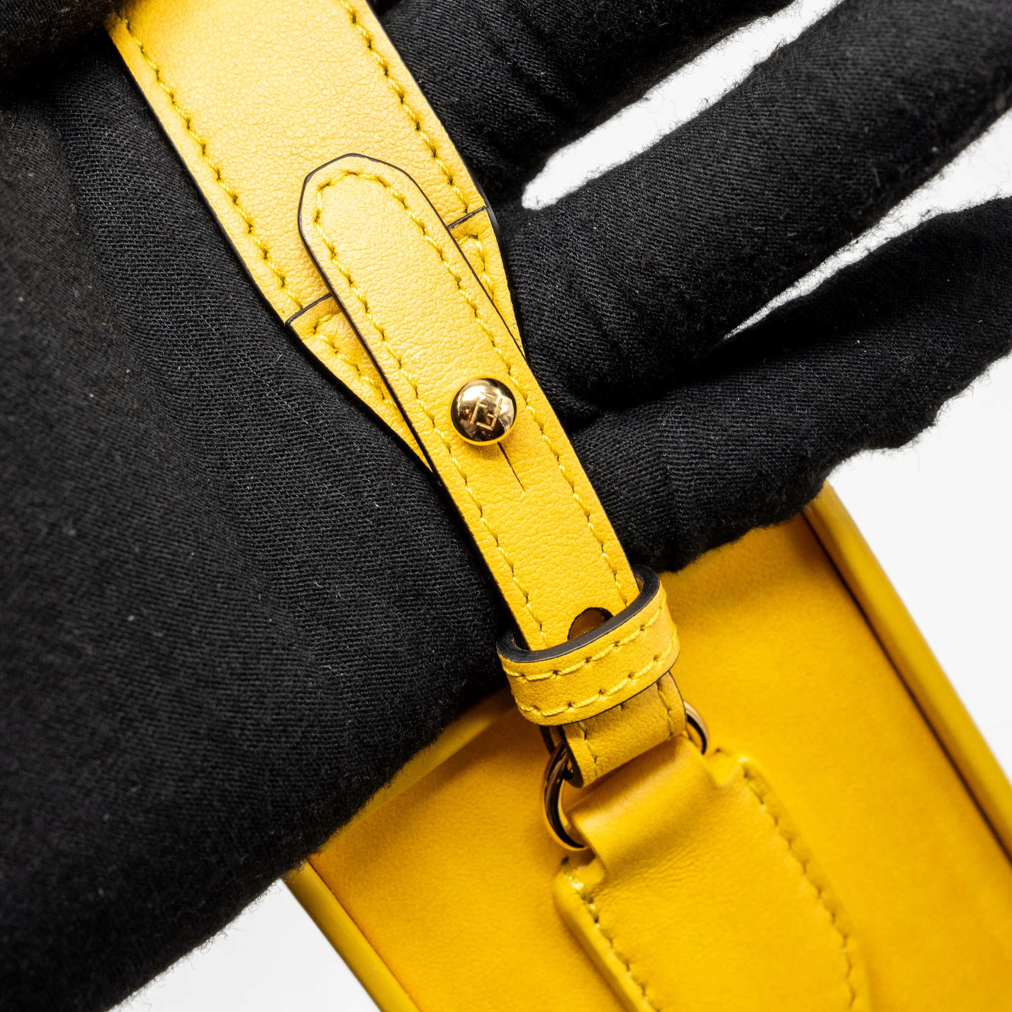 Fendi vertical box shoulder bag calfskin yellow GHW - Image 9