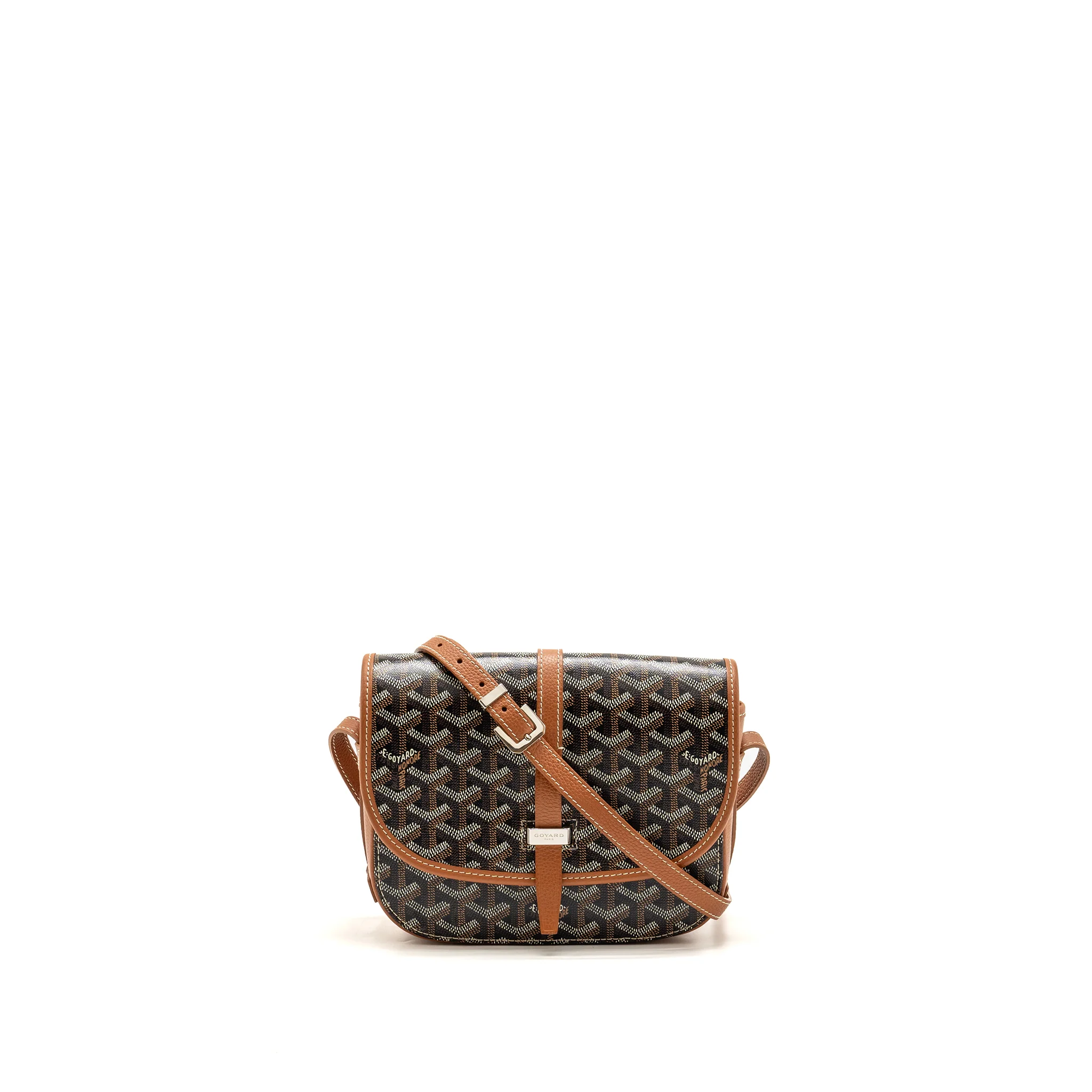 Goyard belvedere pm messenger bag Goyardine canvas/calfskin Tan SHW