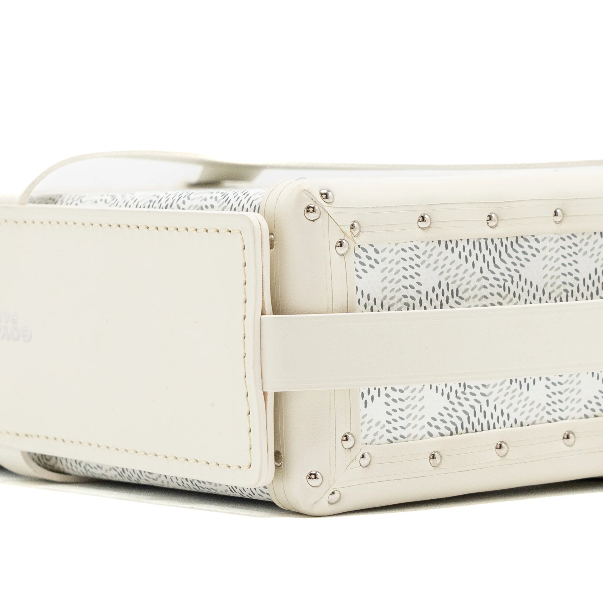 Goyard minaudiere trunk bag goyardine canvas / leather white SHW - Image 7