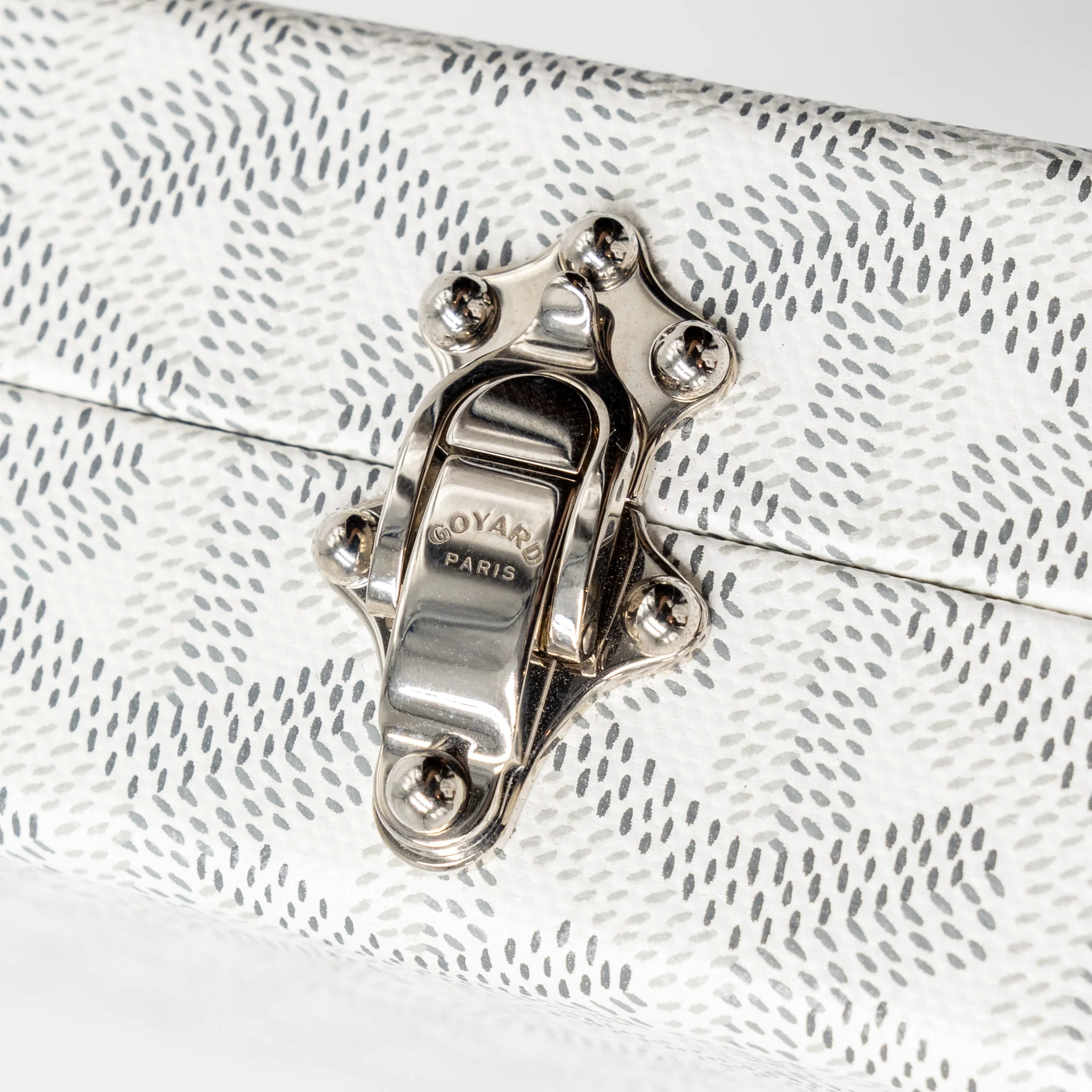 Goyard minaudiere trunk bag goyardine canvas / leather white SHW - Image 9