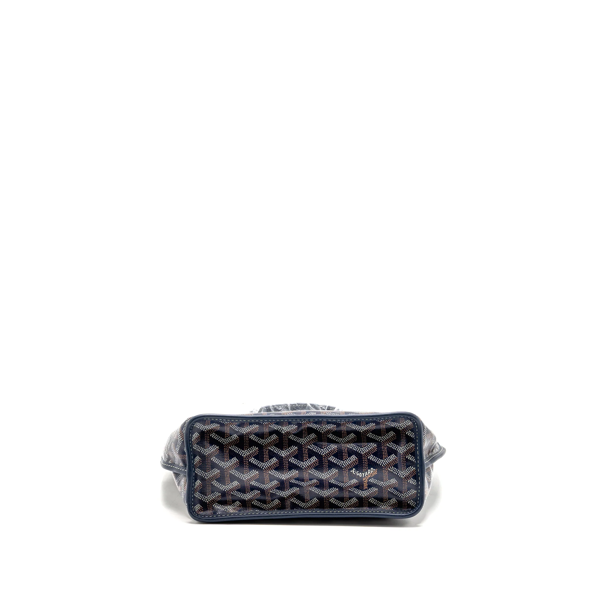 Goyard Mini Anjou Tote Bag Goyardine Canvas/Calfskin Bleu Marine SHW - Image 6