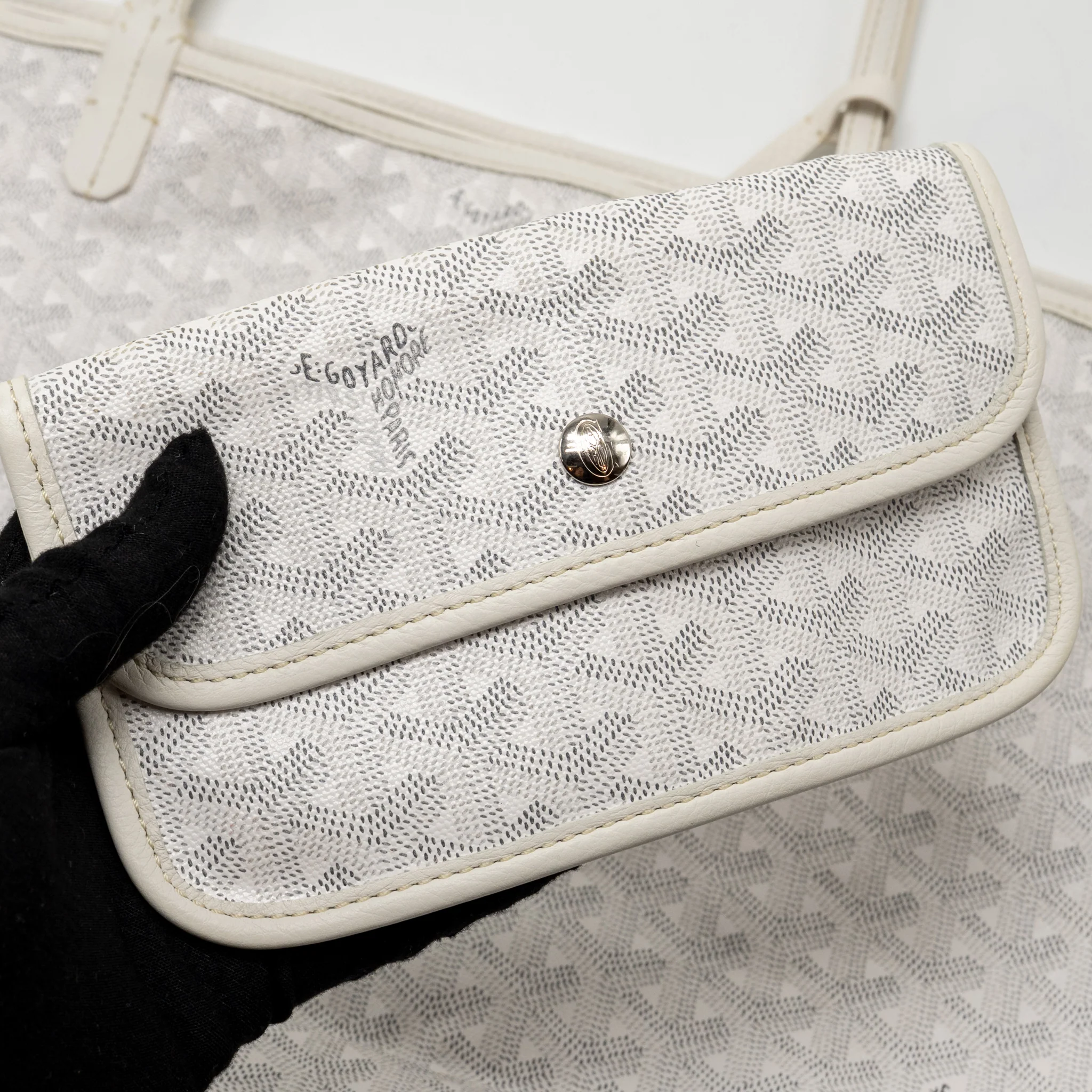 Goyard Saint Louis GM tote bag goyardine canvas / leather white - Image 11