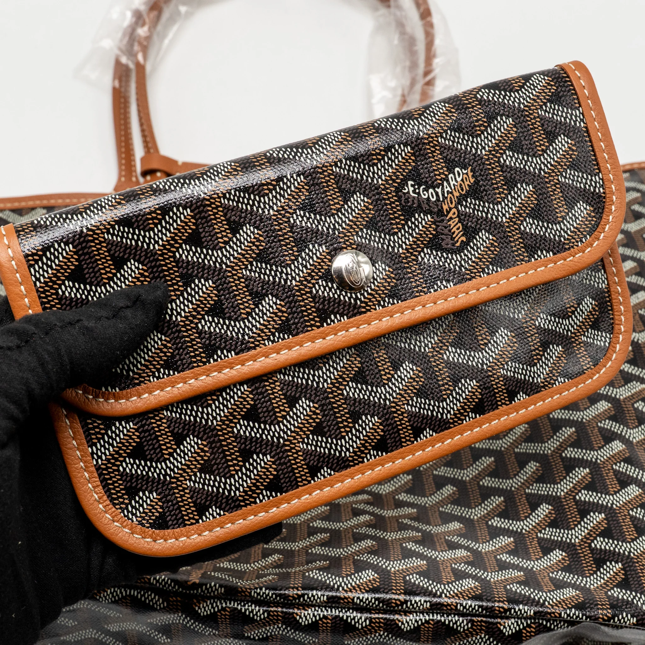 Goyard Saint Louis PM Bag Goyardine Canvas/Calfskin Naturel SHW - Image 13