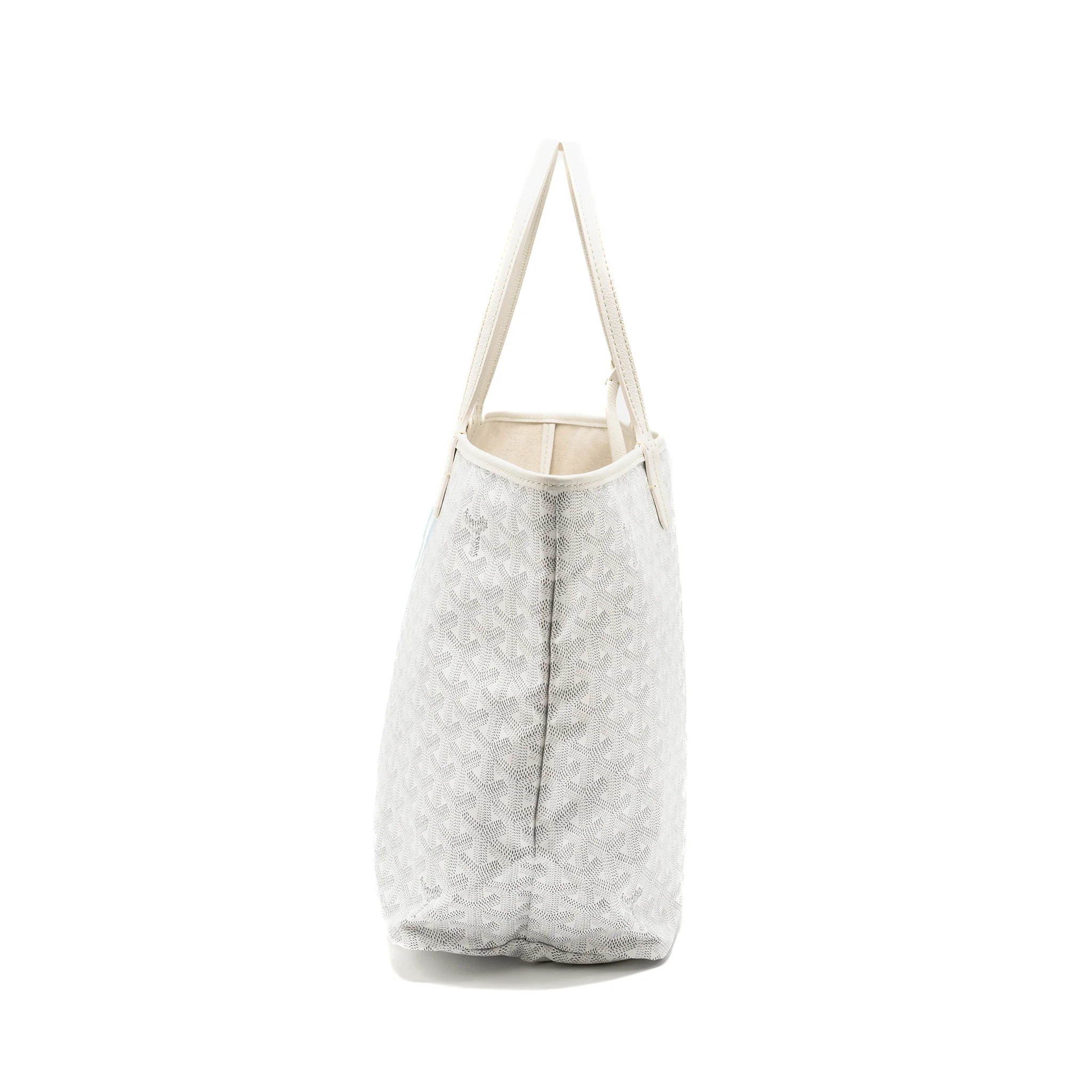 Goyard Saint Louis PM Tote Bag Limited Edition Goyardline Canvas White/Light Blue SHW - Image 3