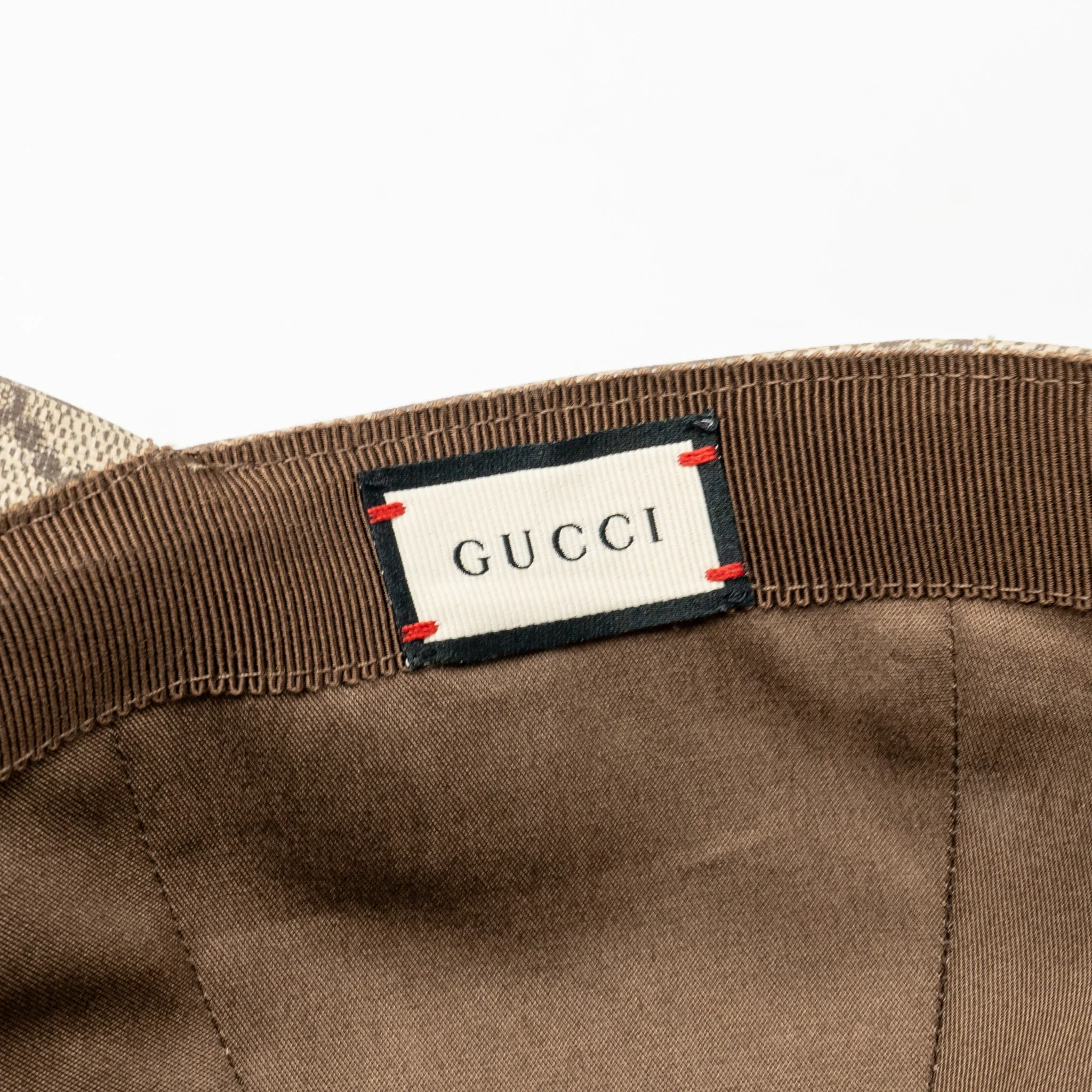 Gucci Size M Boutique Baseball Hat GG Monogram Canvas Beige/Red GHW - Image 5