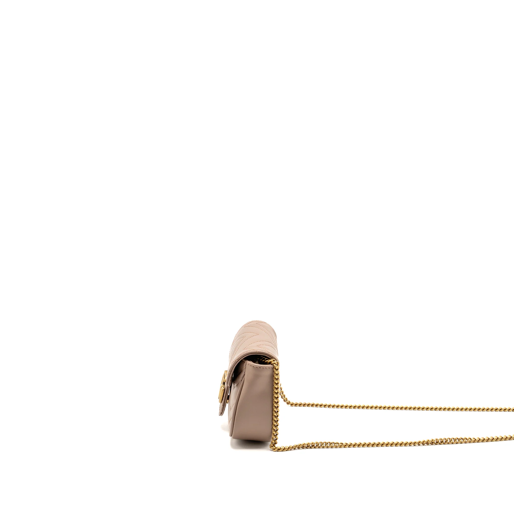 Gucci GG Marmont Mini Bag Chevron Leather Beige GHW - Image 4